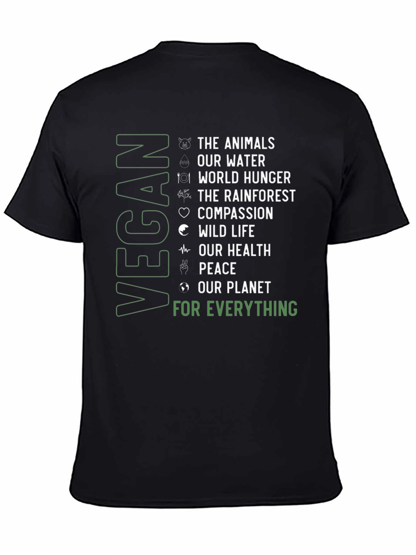 Vegan Cause T-Shirt: Animals Water Planet & More