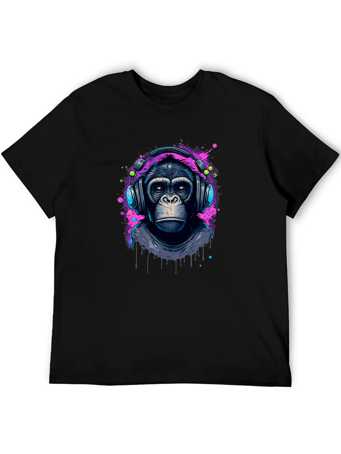 Monkey DJ Graphic T-Shirt - Cool Black Tee