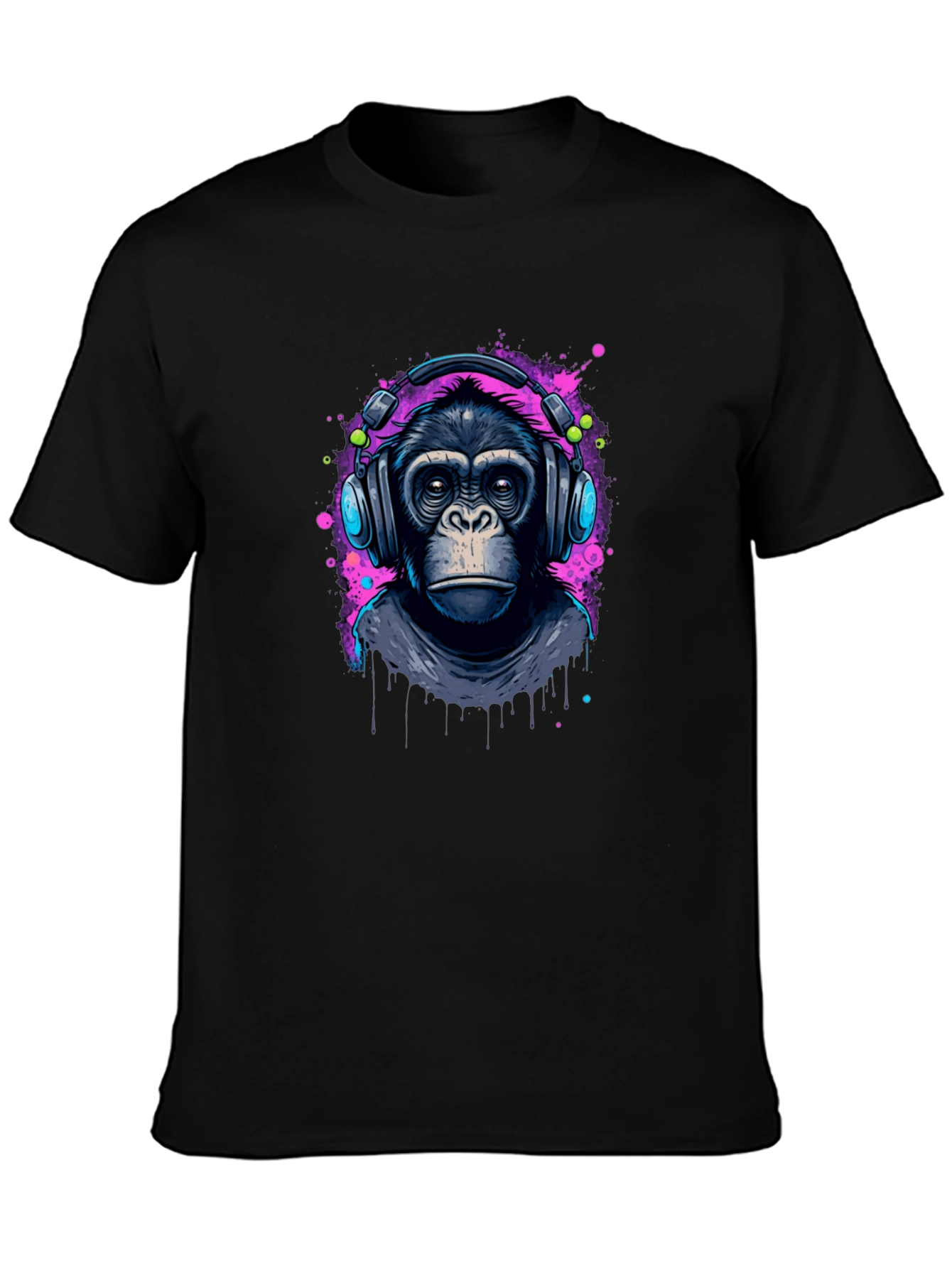 Monkey DJ Graphic T-Shirt - Cool Black Tee