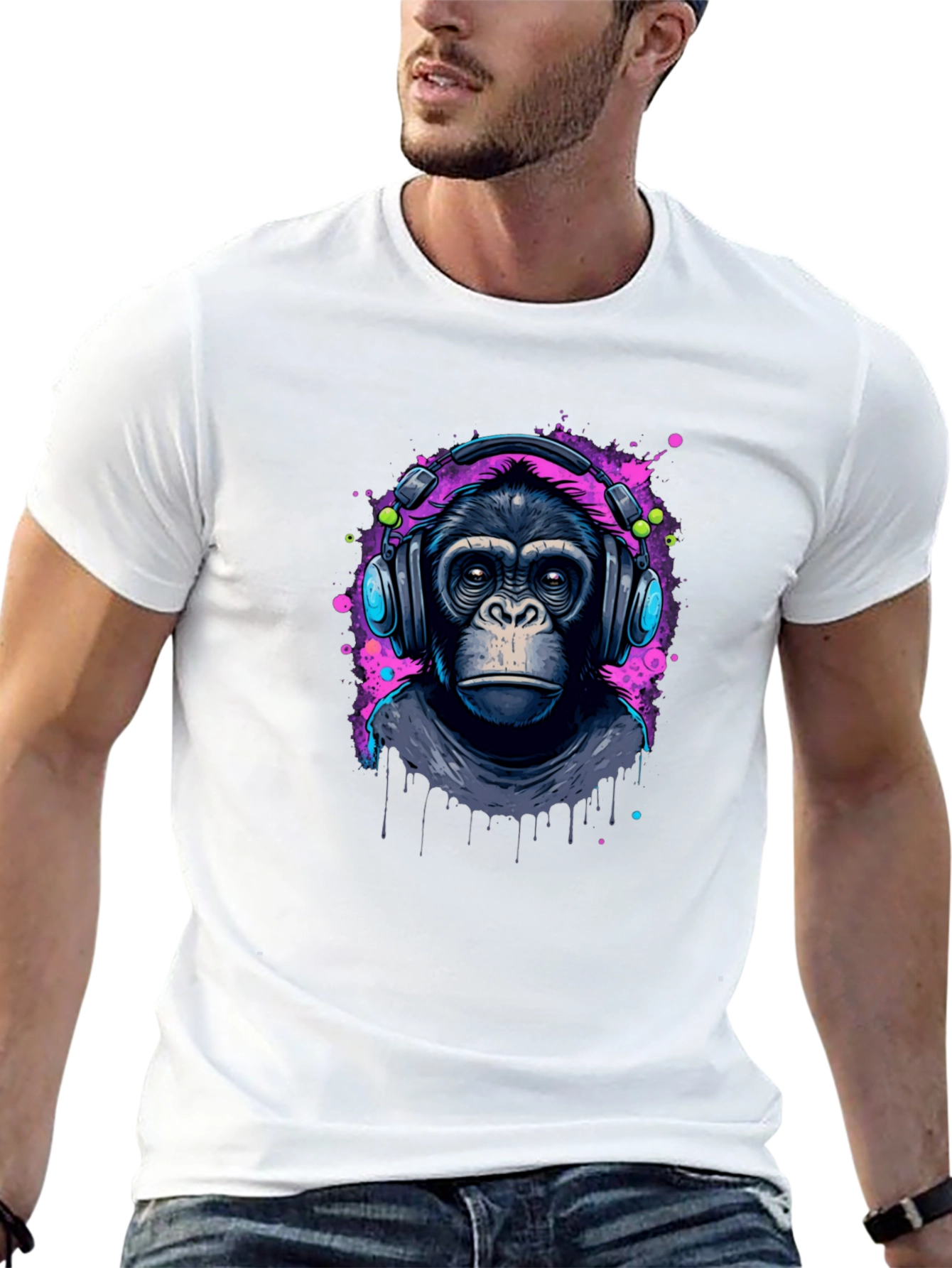 Monkey DJ Graphic T-Shirt - Cool Black Tee
