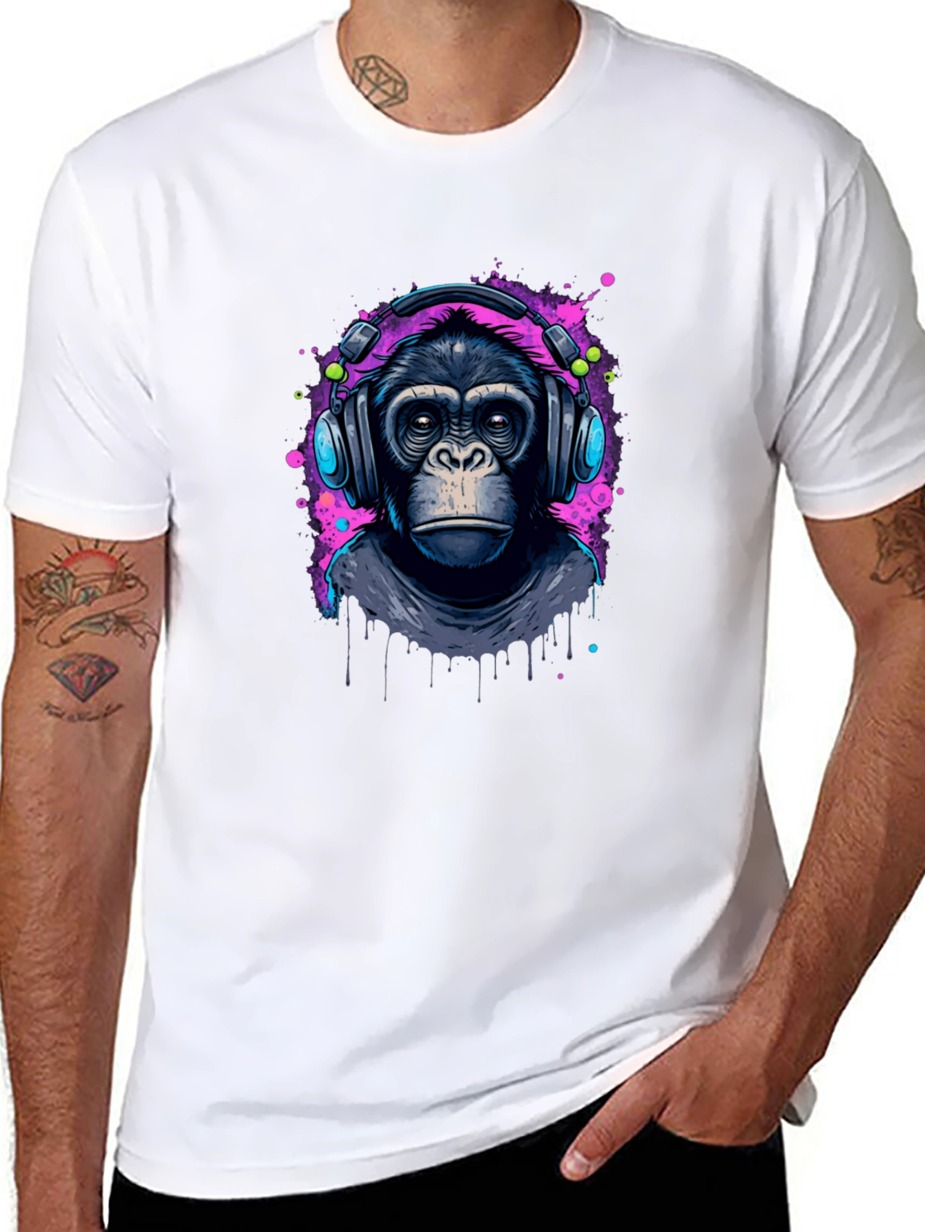 Monkey DJ Graphic T-Shirt - Cool Black Tee