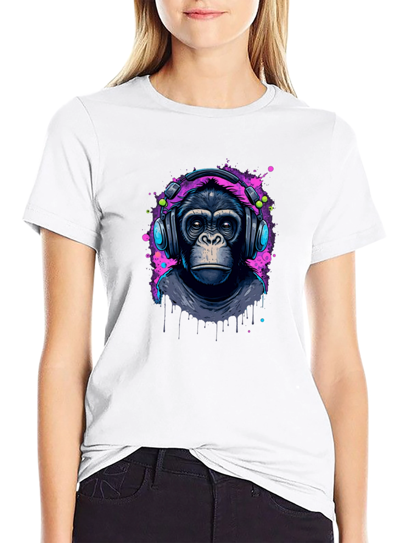 Monkey DJ Graphic T-Shirt - Cool Black Tee