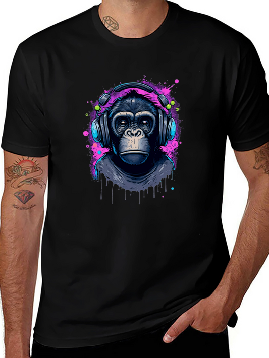 Monkey DJ Graphic T-Shirt - Cool Black Tee