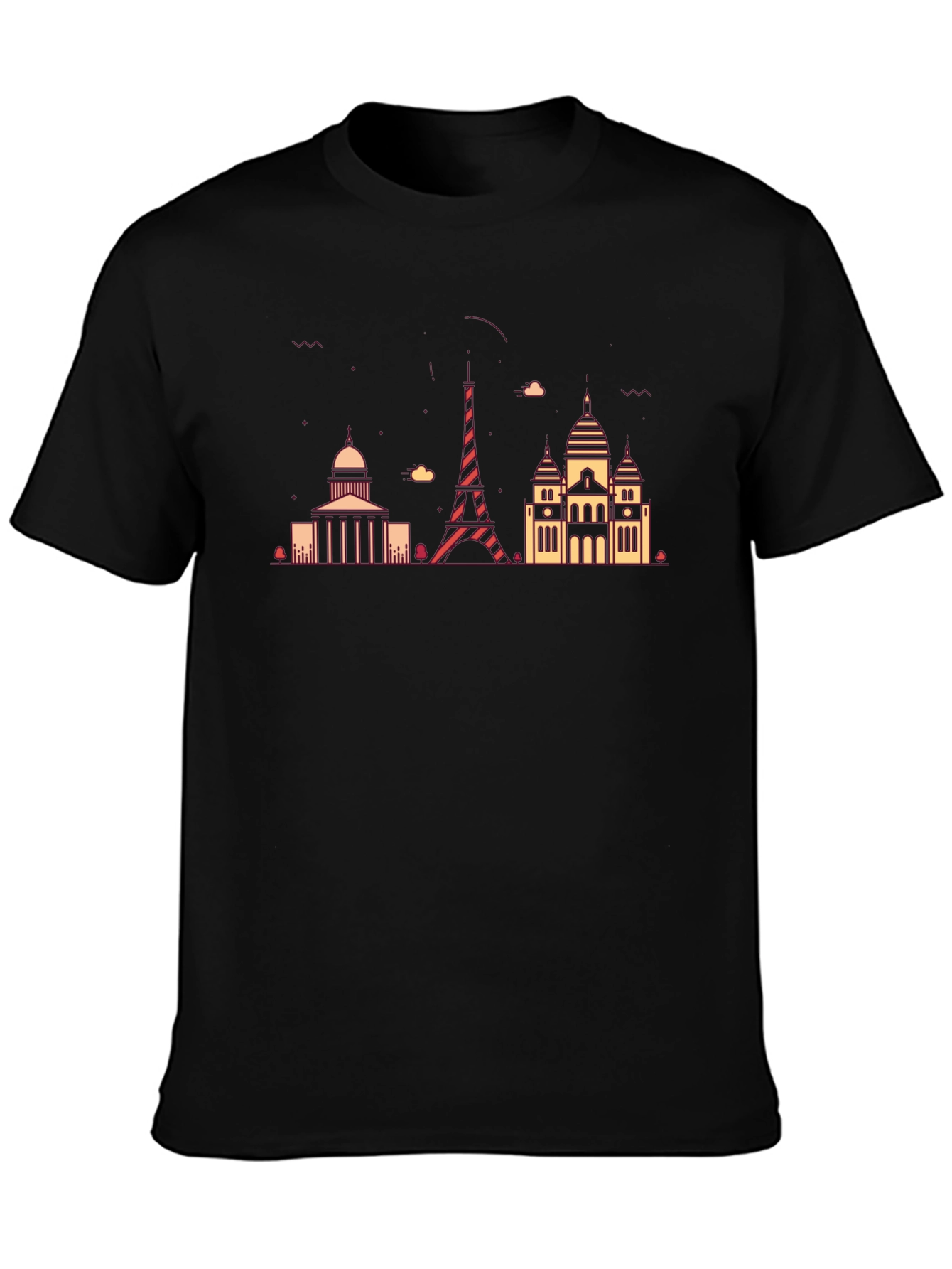 Paris Skyline Graphic Tee - Mens Black T-Shirt