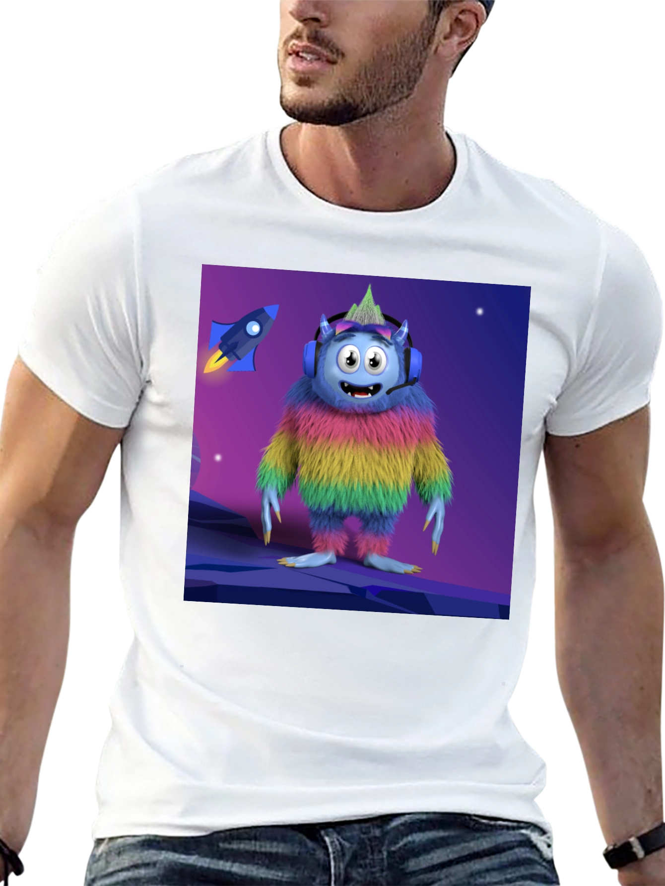 Monster Graphic Tee - Black Cotton Blend