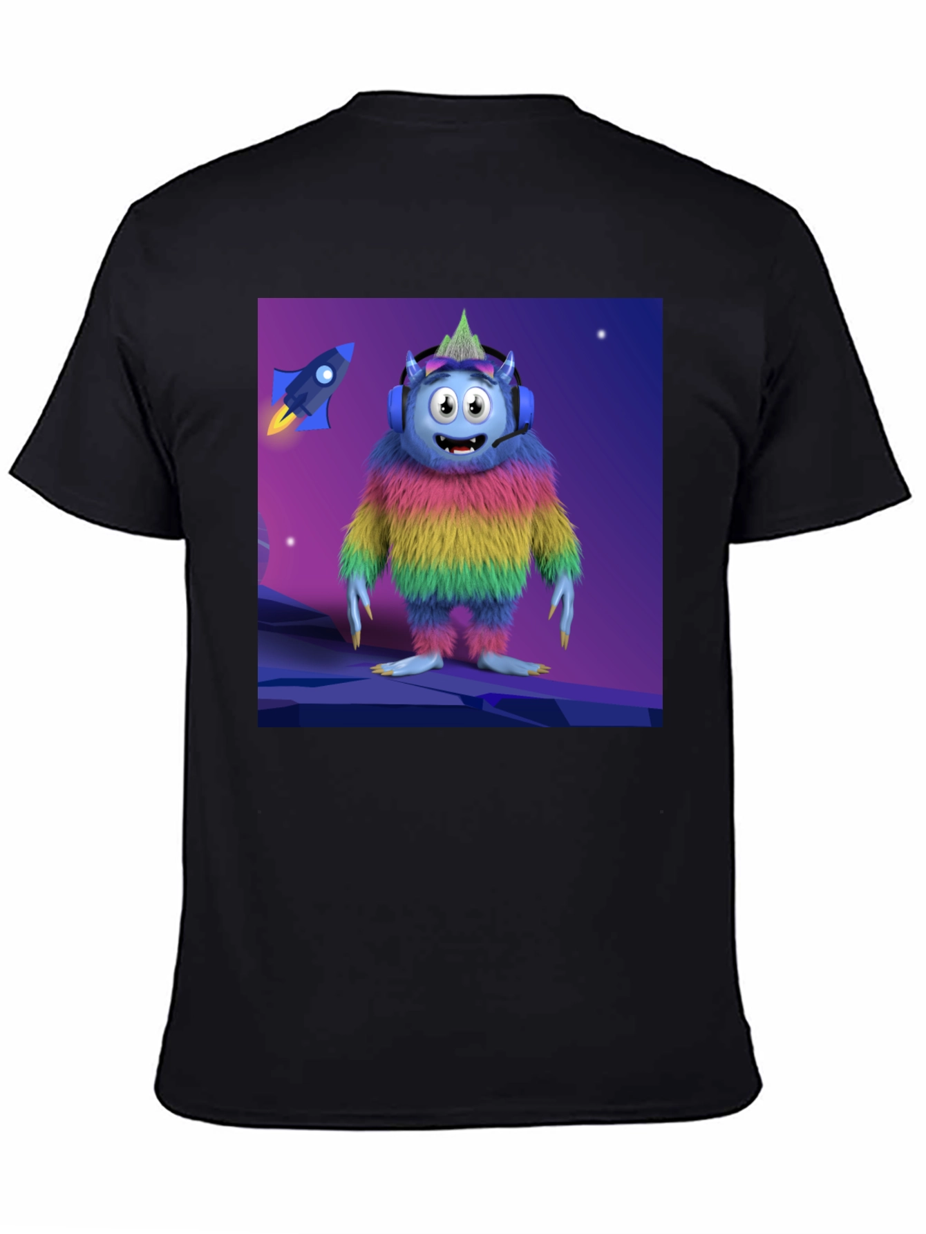 Monster Graphic Tee - Black Cotton Blend