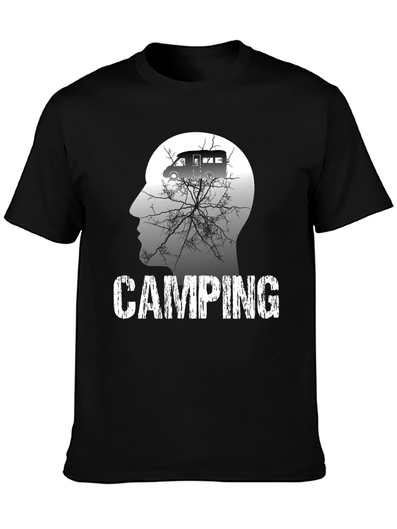 Camping Mind Mens Black Graphic T-Shirt