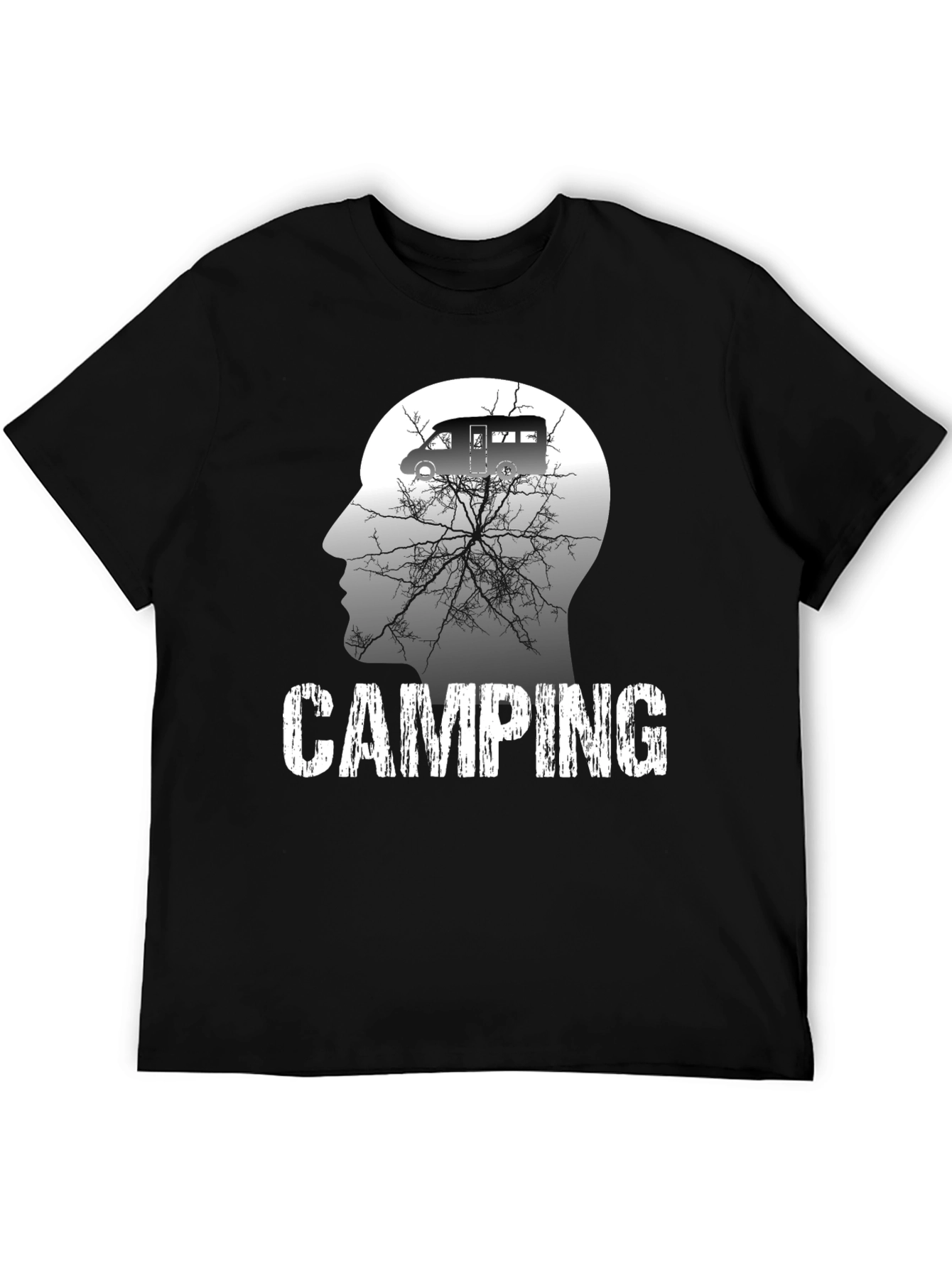 Camping Mind Mens Black Graphic T-Shirt