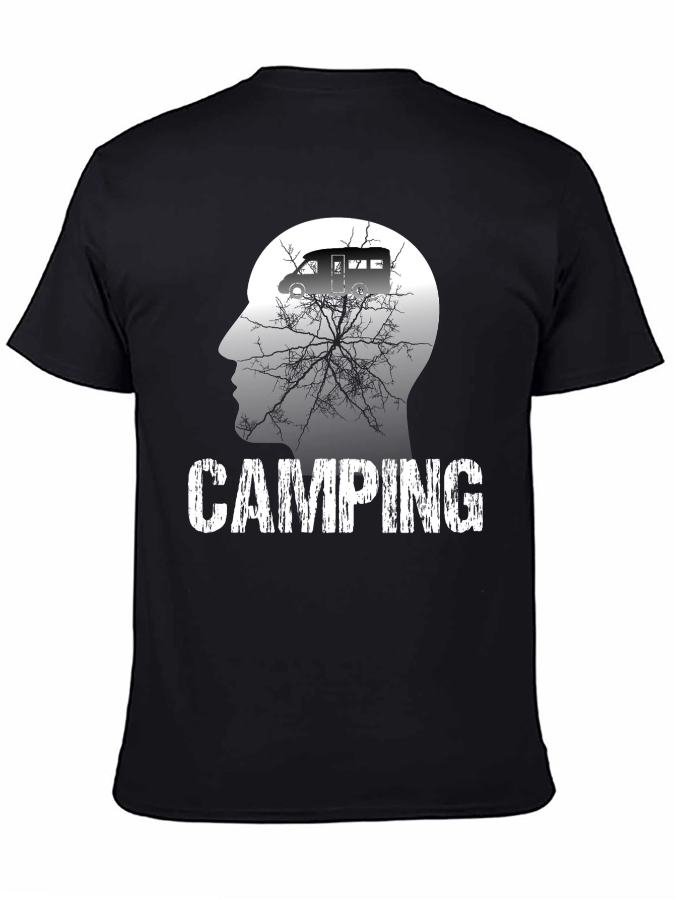 Camping Mind Mens Black Graphic T-Shirt