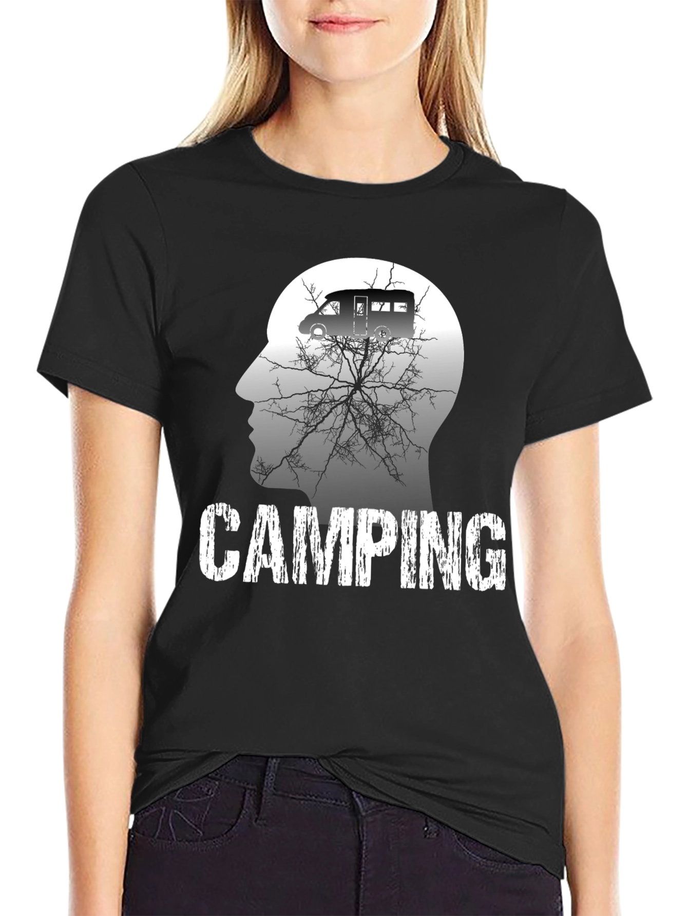 Camping Mind Mens Black Graphic T-Shirt