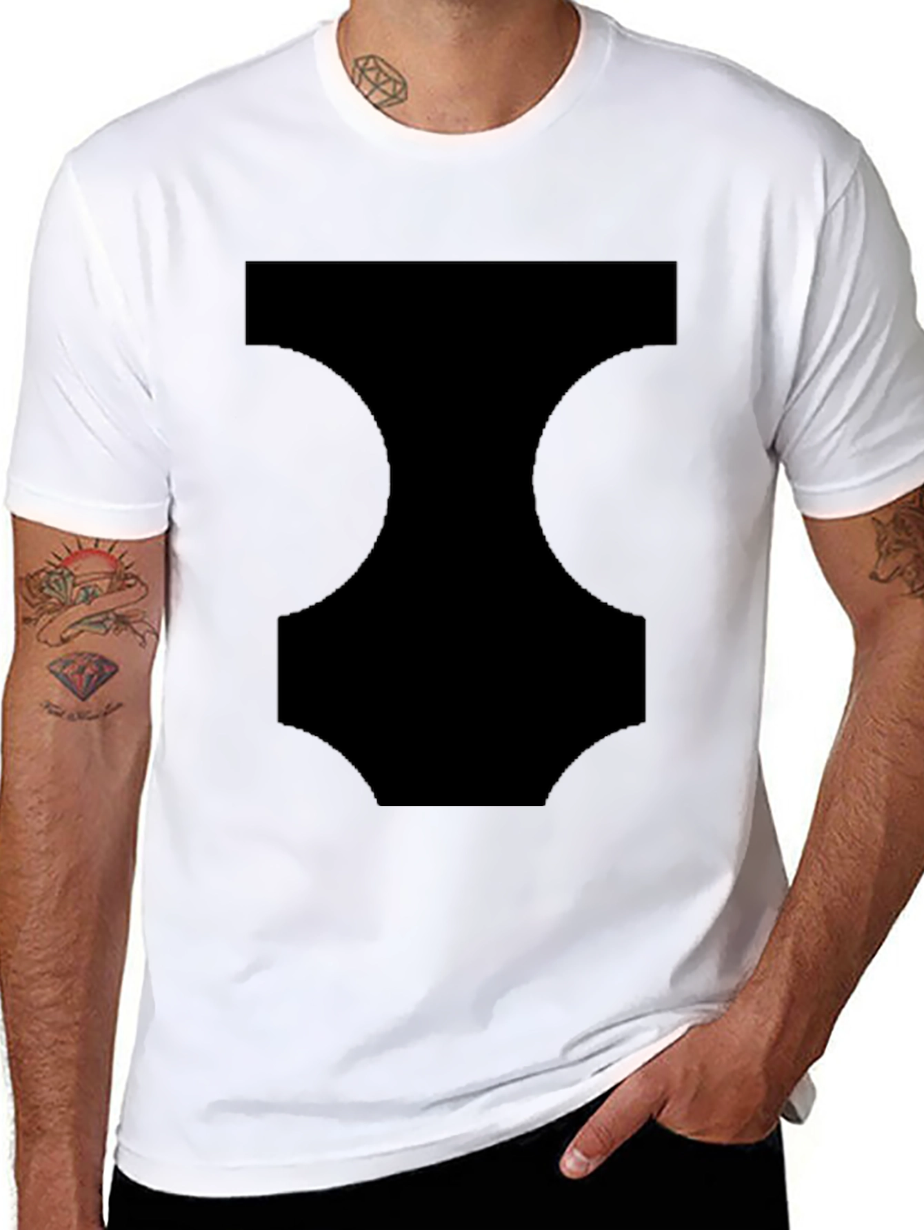 Modern Black Graphic Tee - Mens Casual Style