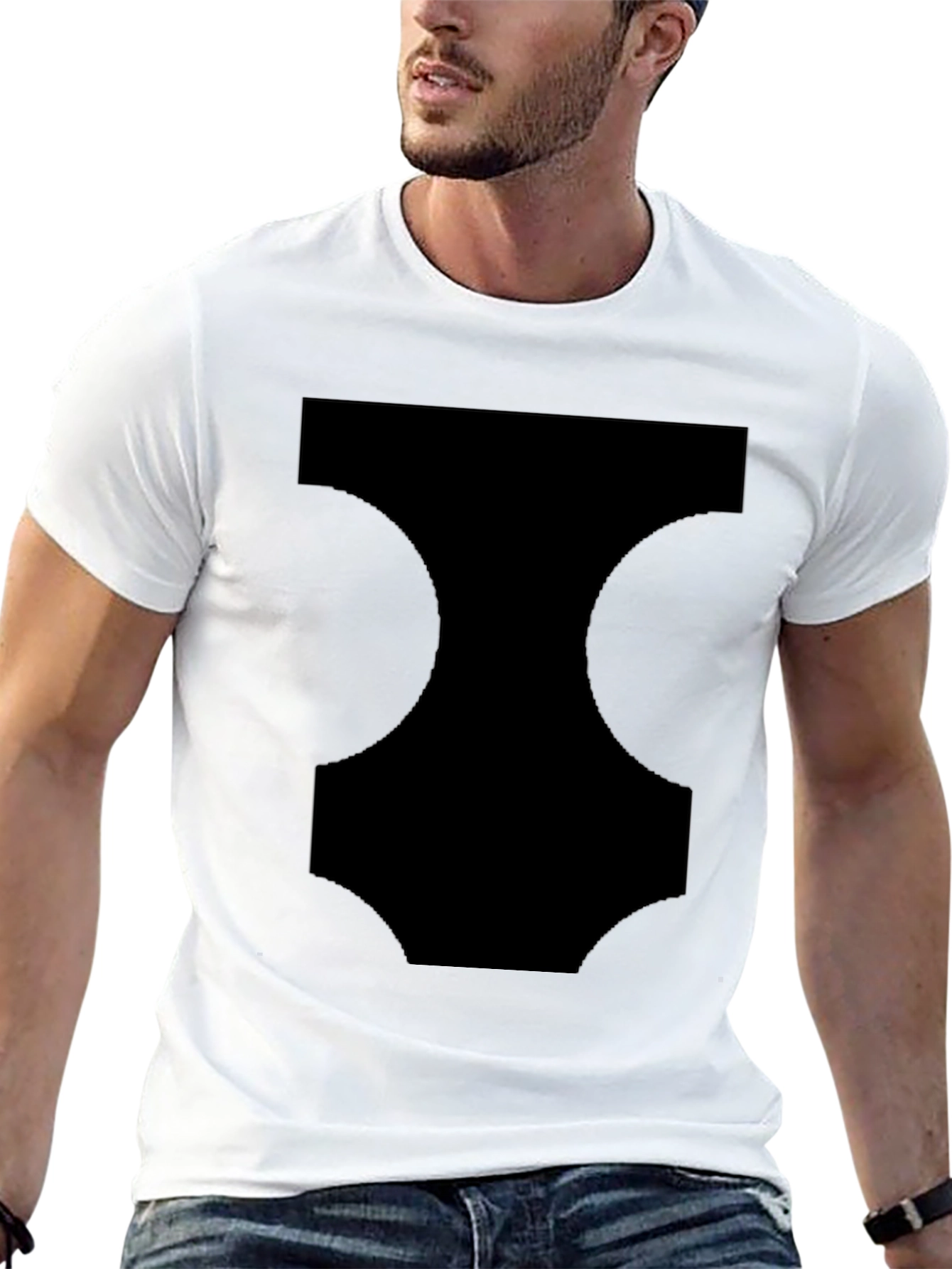 Modern Black Graphic Tee - Mens Casual Style