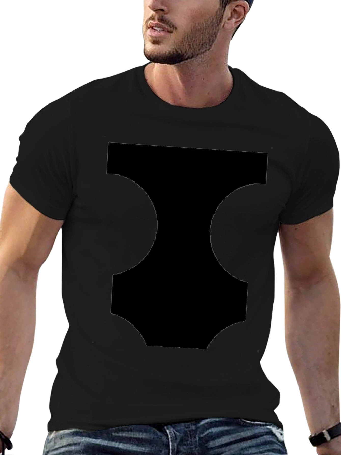 Modern Black Graphic Tee - Mens Casual Style