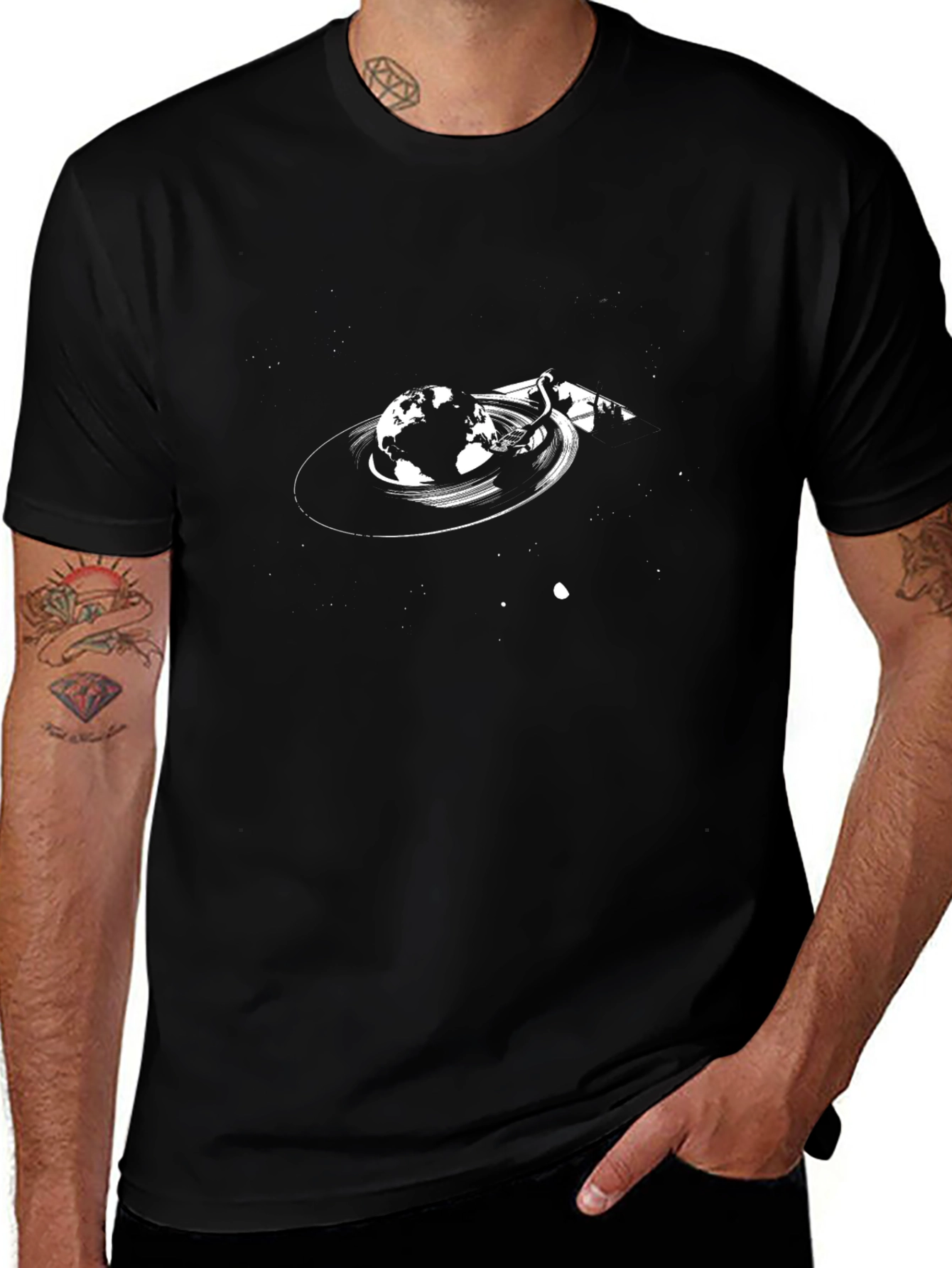 Globe Turntable Graphic Tee - Black