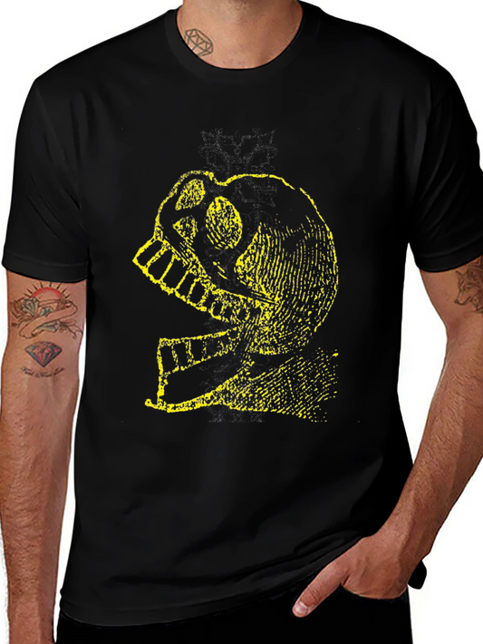 Skull Knight Graphic Tee - Black Cotton T-Shirt