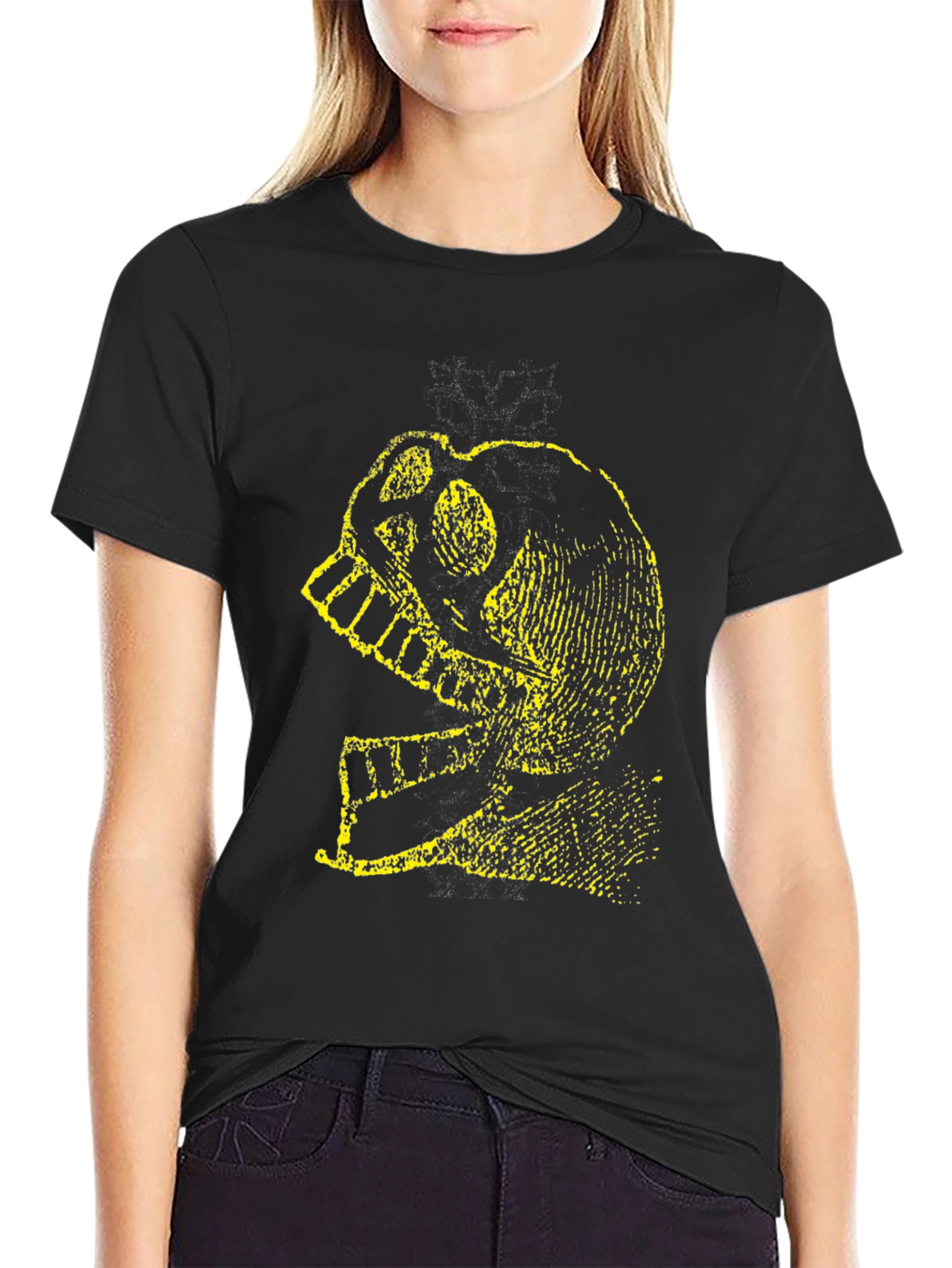 Skull Knight Graphic Tee - Black Cotton T-Shirt