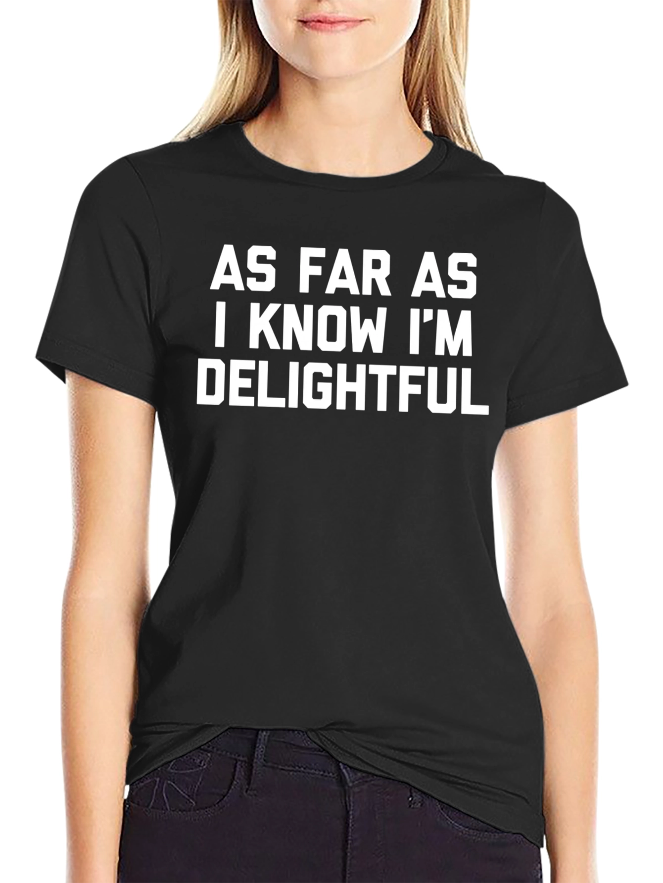 Delightful Graphic Tee - Black Cotton Comfort