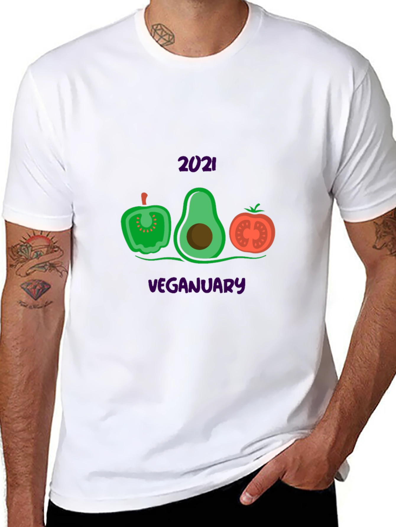 Veganuary T-Shirt with Vegetable Design