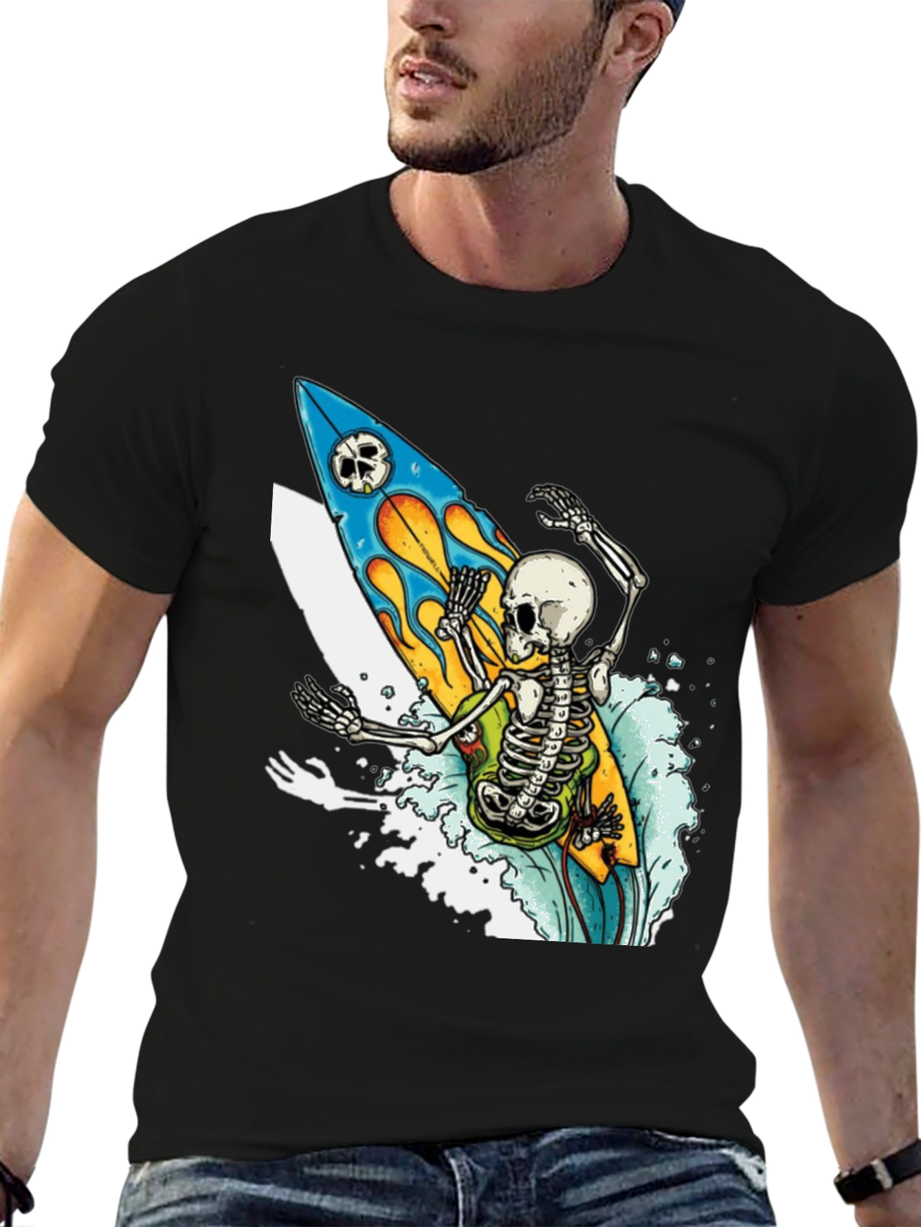 Skeleton Surfer T-Shirt - Ride the Wave of Style!
