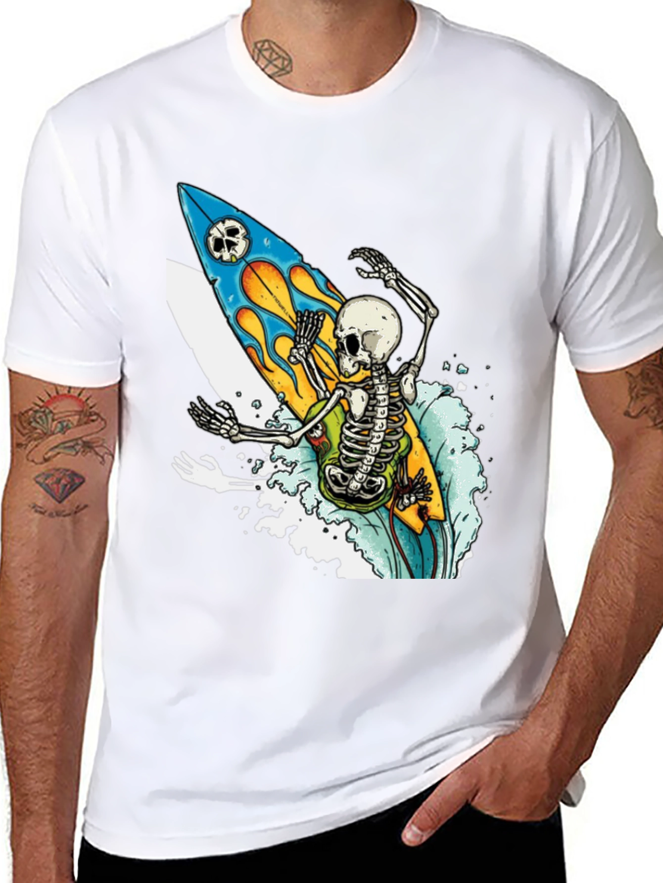 Skeleton Surfer T-Shirt - Ride the Wave of Style!