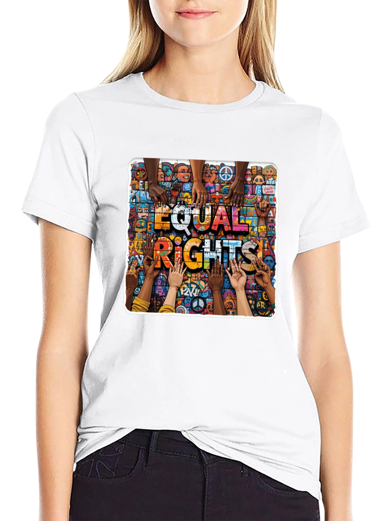 Equal Rights Graphic Print Black T-Shirt