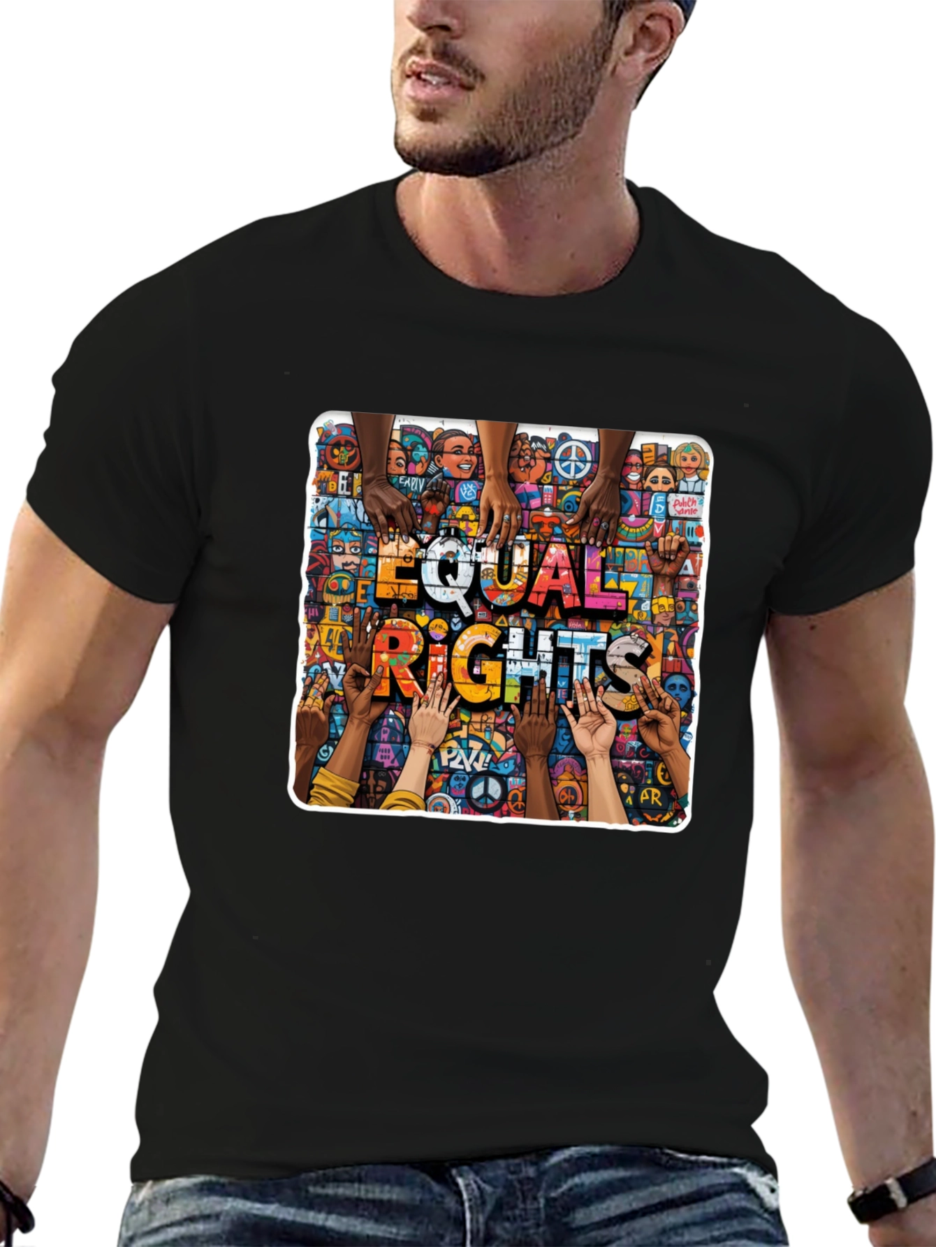 Equal Rights Graphic Print Black T-Shirt
