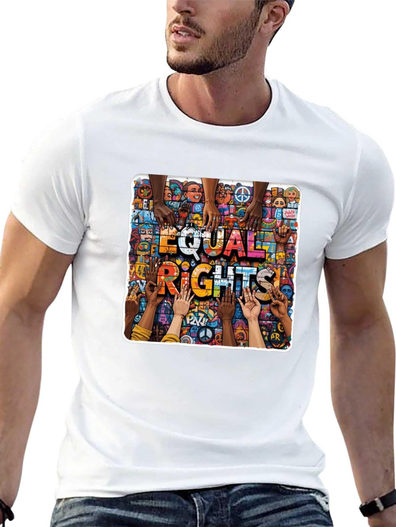 Equal Rights Graphic Print Black T-Shirt