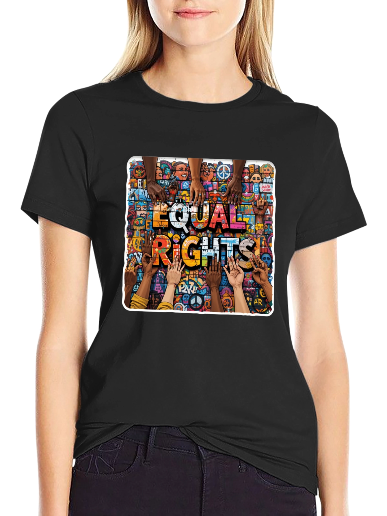 Equal Rights Graphic Print Black T-Shirt