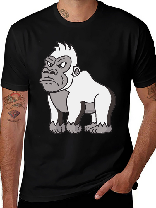 Angry Gorilla Cartoon Graphic Tee - Black