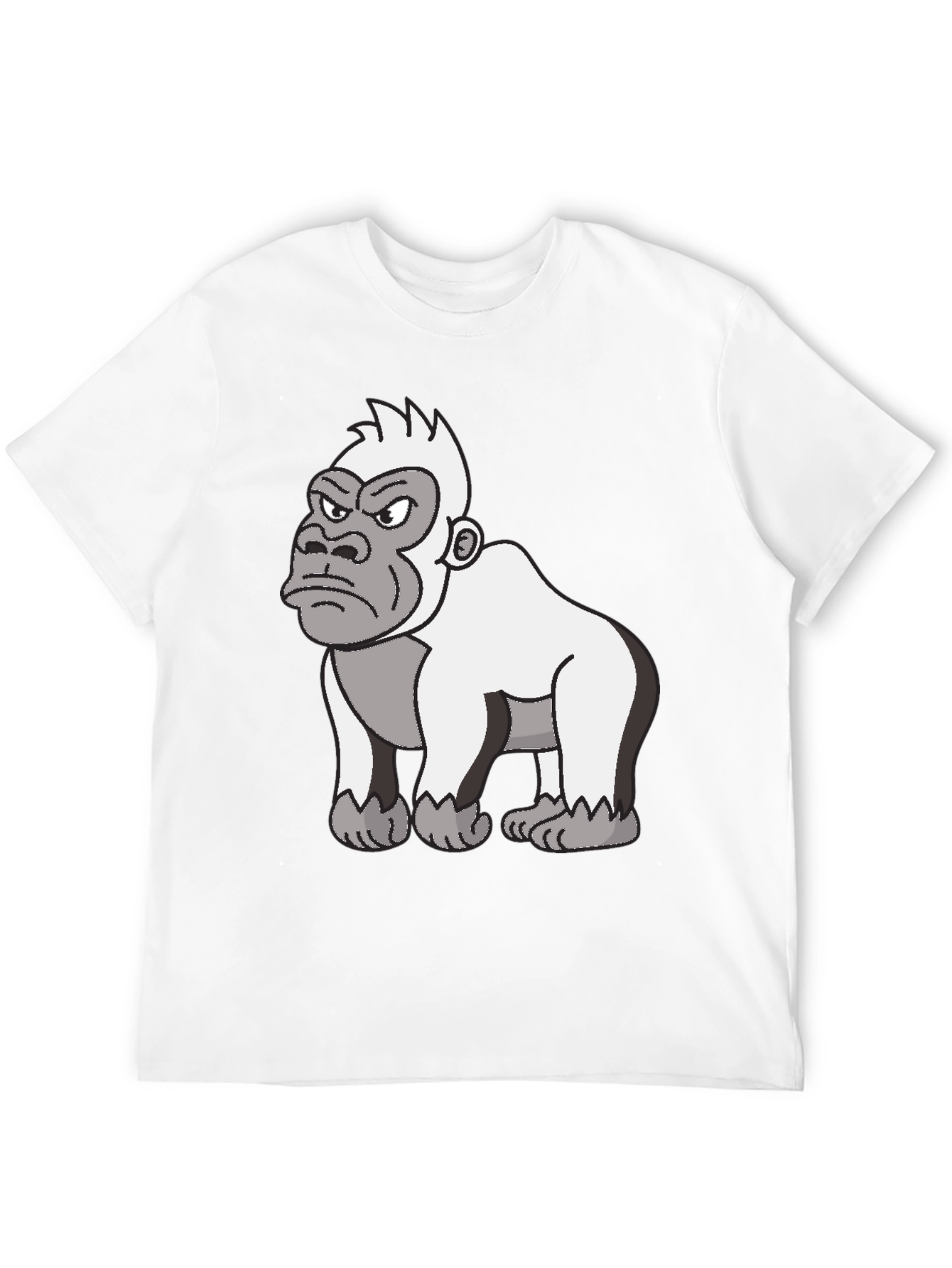 Angry Gorilla Cartoon Graphic Tee - Black
