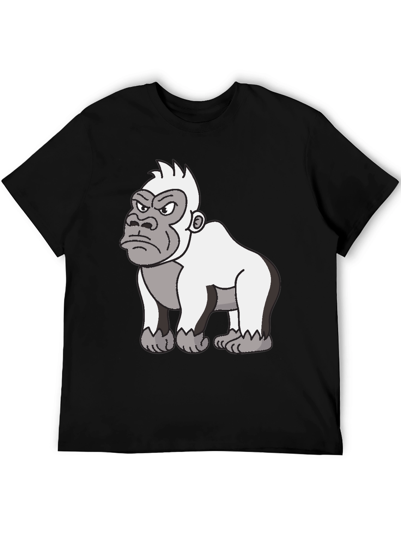 Angry Gorilla Cartoon Graphic Tee - Black