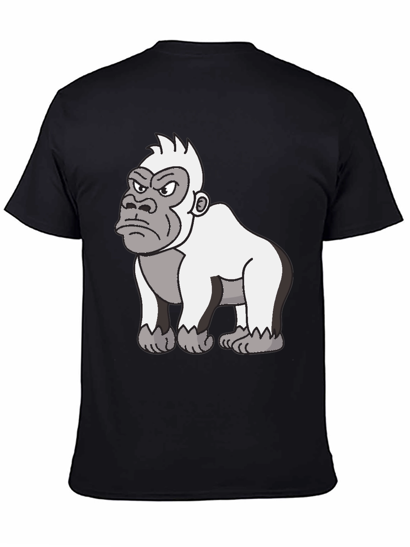 Angry Gorilla Cartoon Graphic Tee - Black