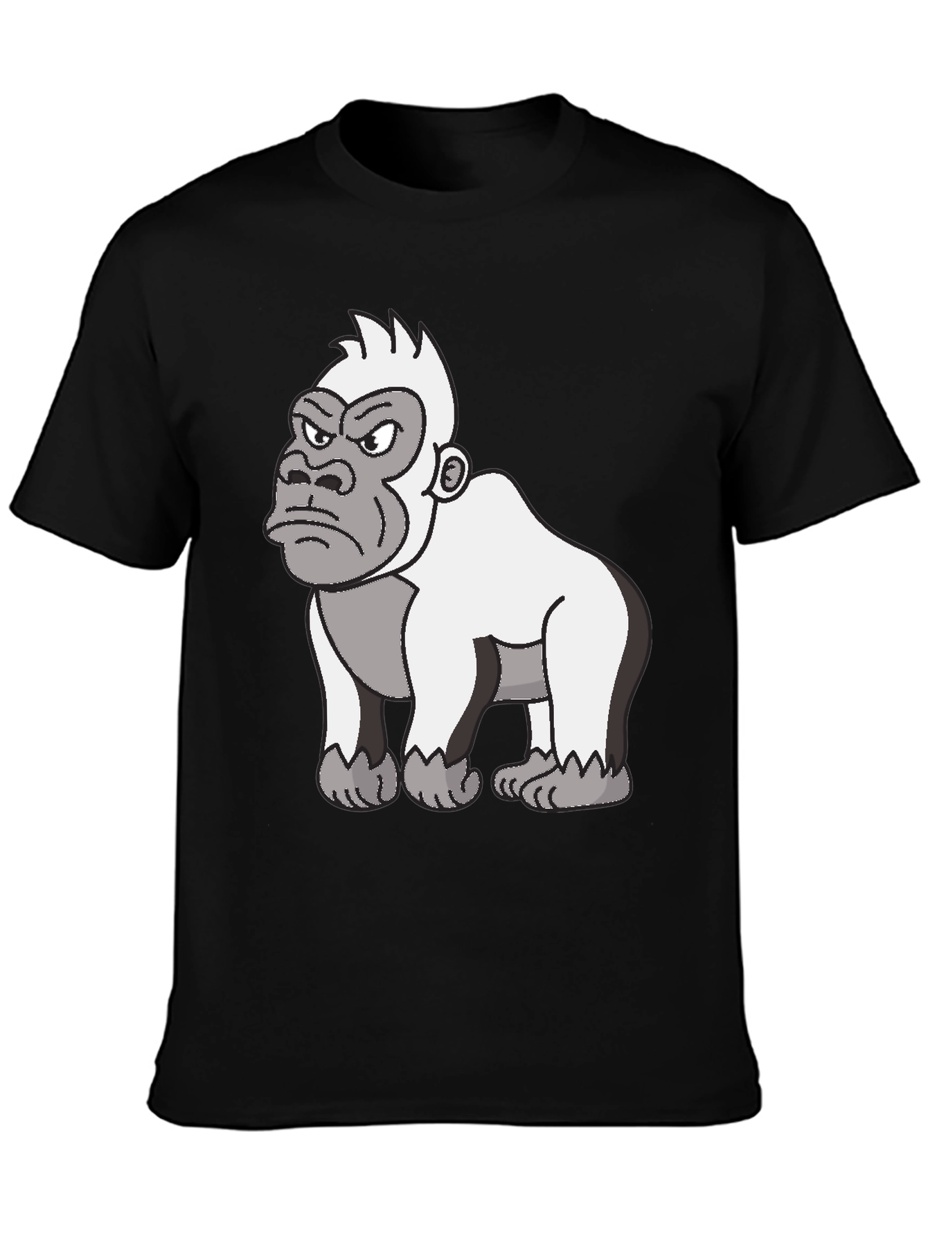 Angry Gorilla Cartoon Graphic Tee - Black