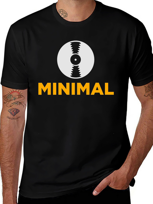 Minimal Record Graphic Tee - Black Cotton Shirt