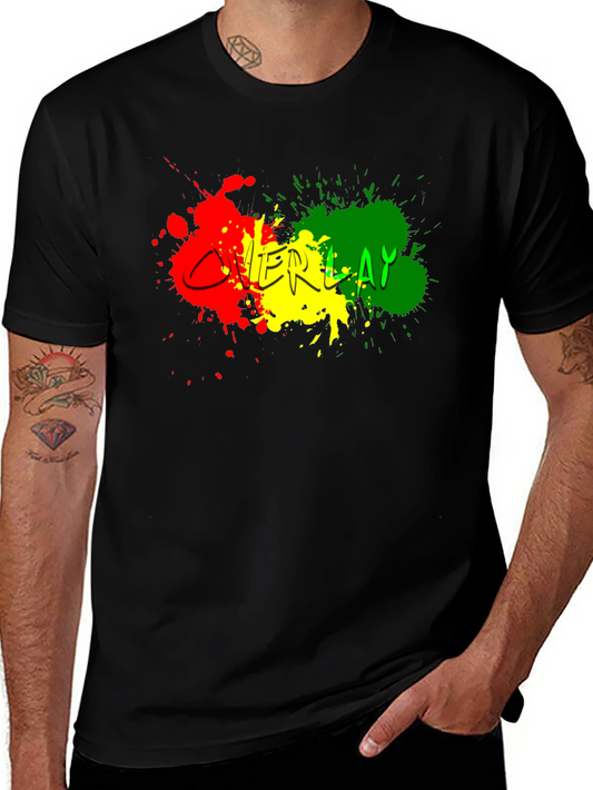 Rasta Colors Overlay Graphic Black T-Shirt