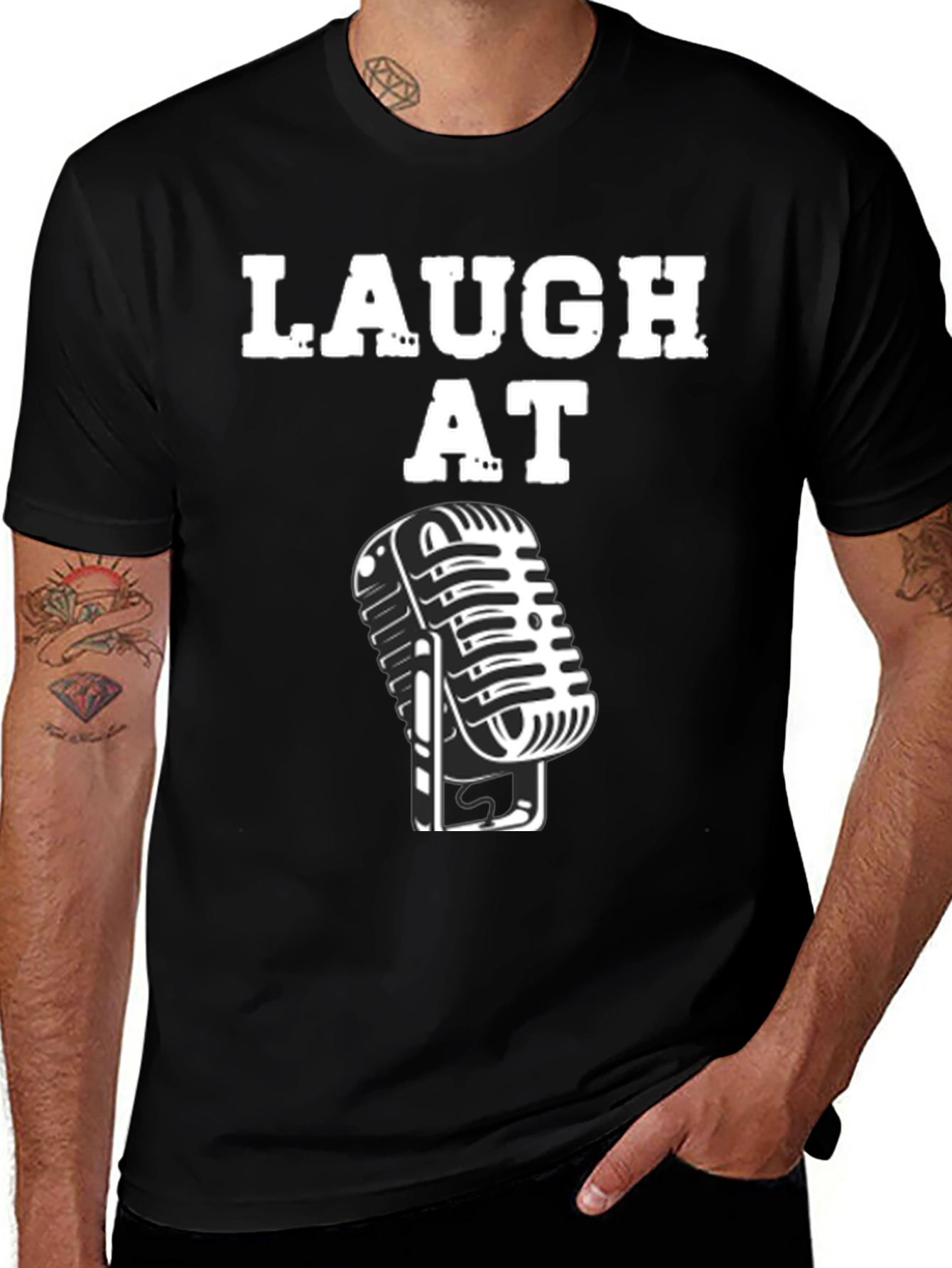 Laugh At Microphone Graphic Tee - Black