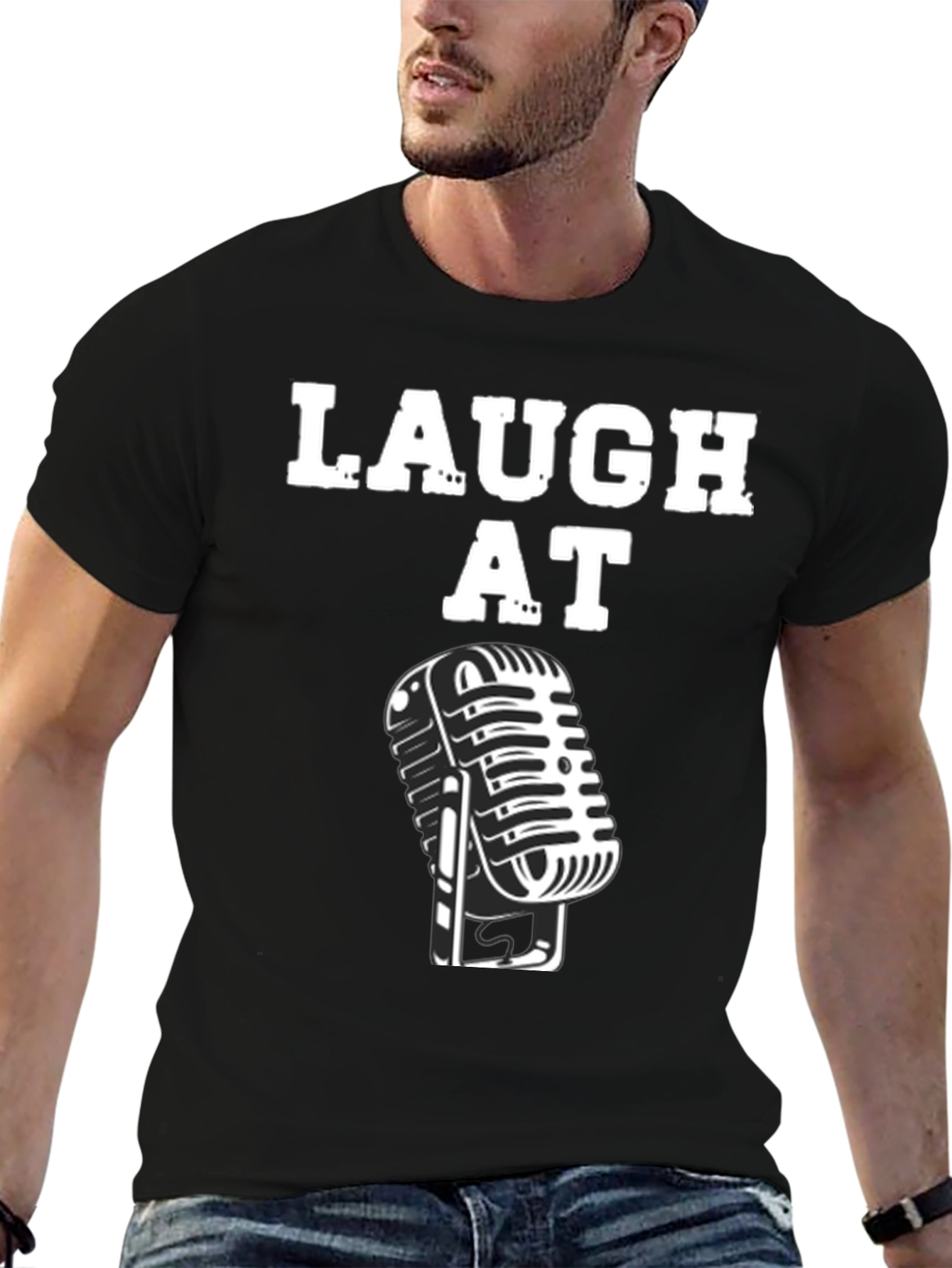 Laugh At Microphone Graphic Tee - Black