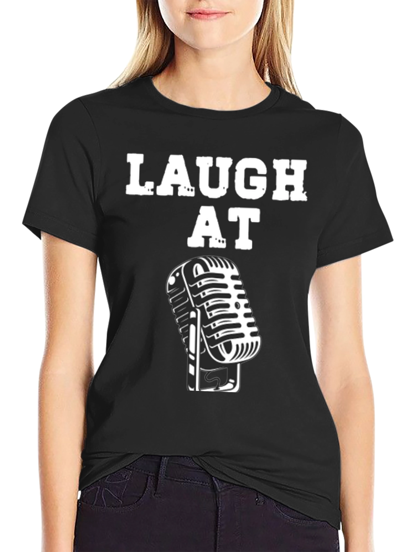 Laugh At Microphone Graphic Tee - Black