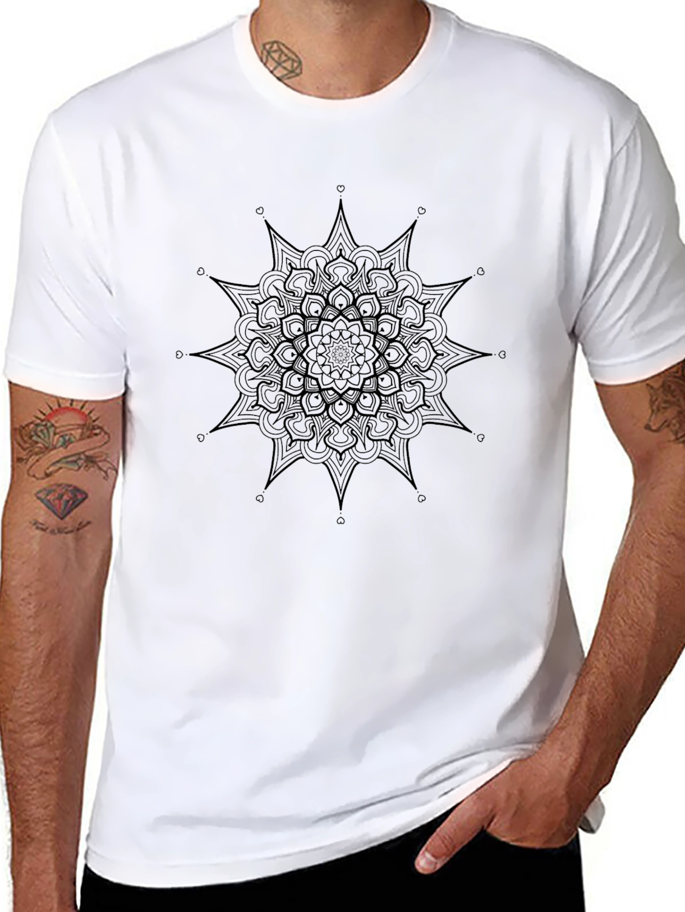 Black Mandala Graphic T-Shirt - Mens Casual Tee