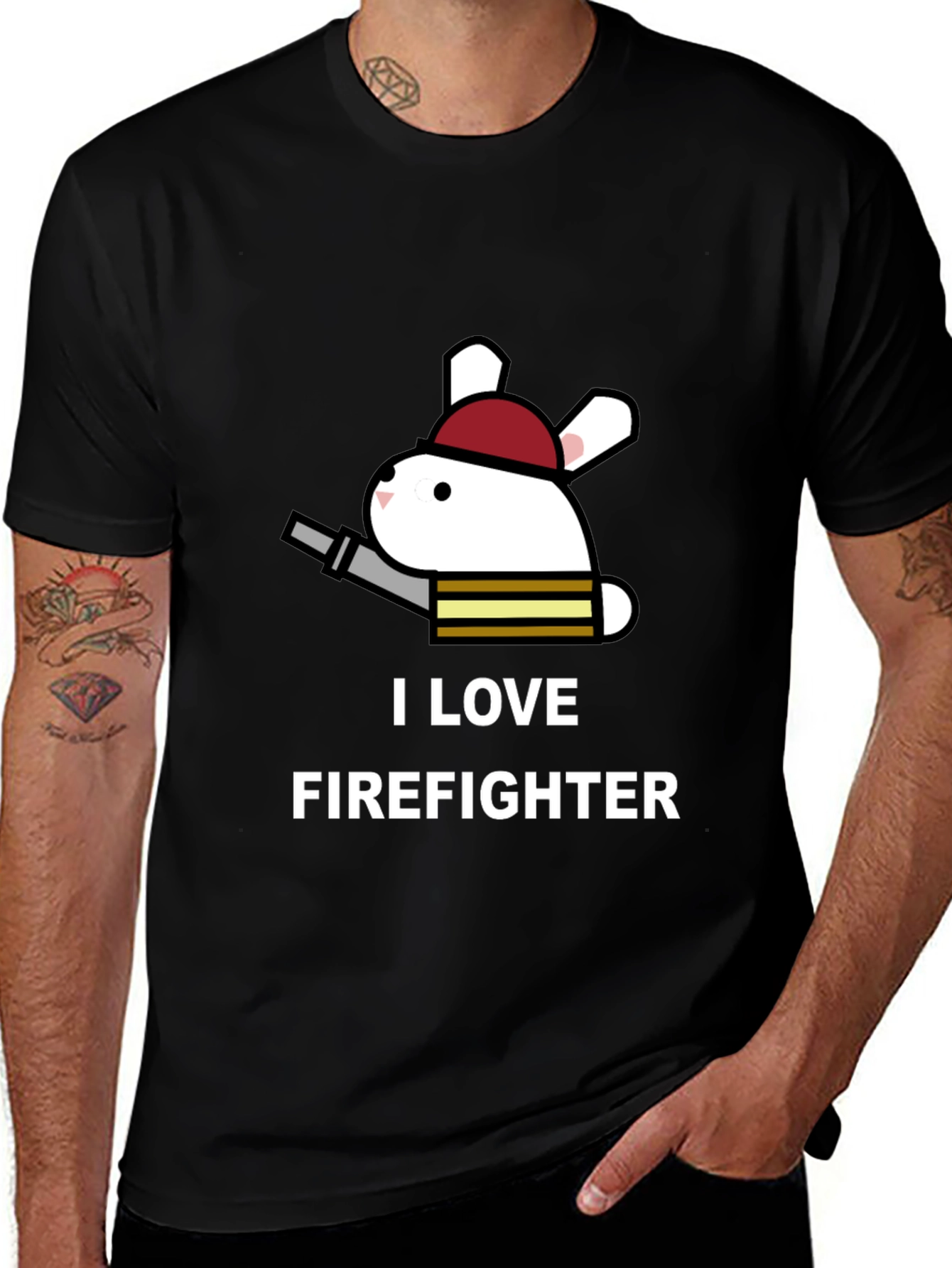 I Love Firefighter Bunny T-Shirt