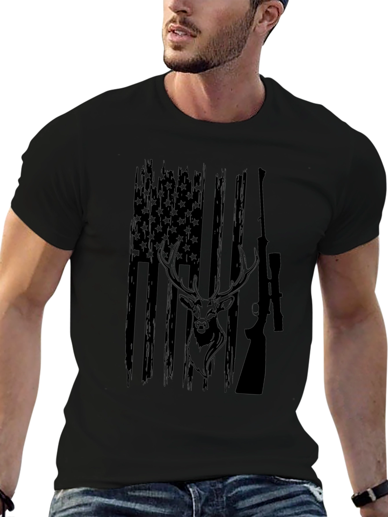 Hunting American Flag Deer Graphic Tee