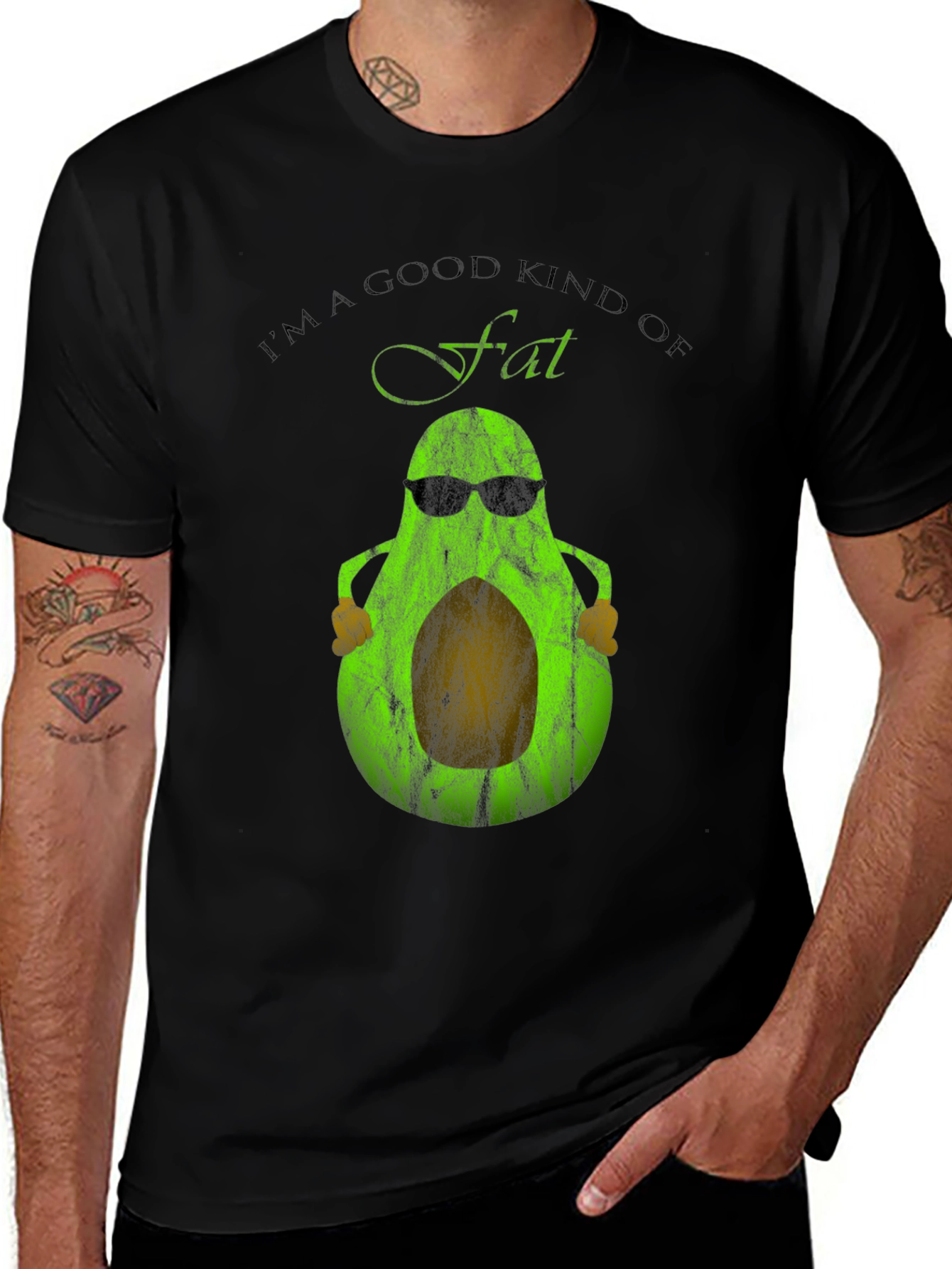 Funny Avocado Good Fat Graphic T-Shirt