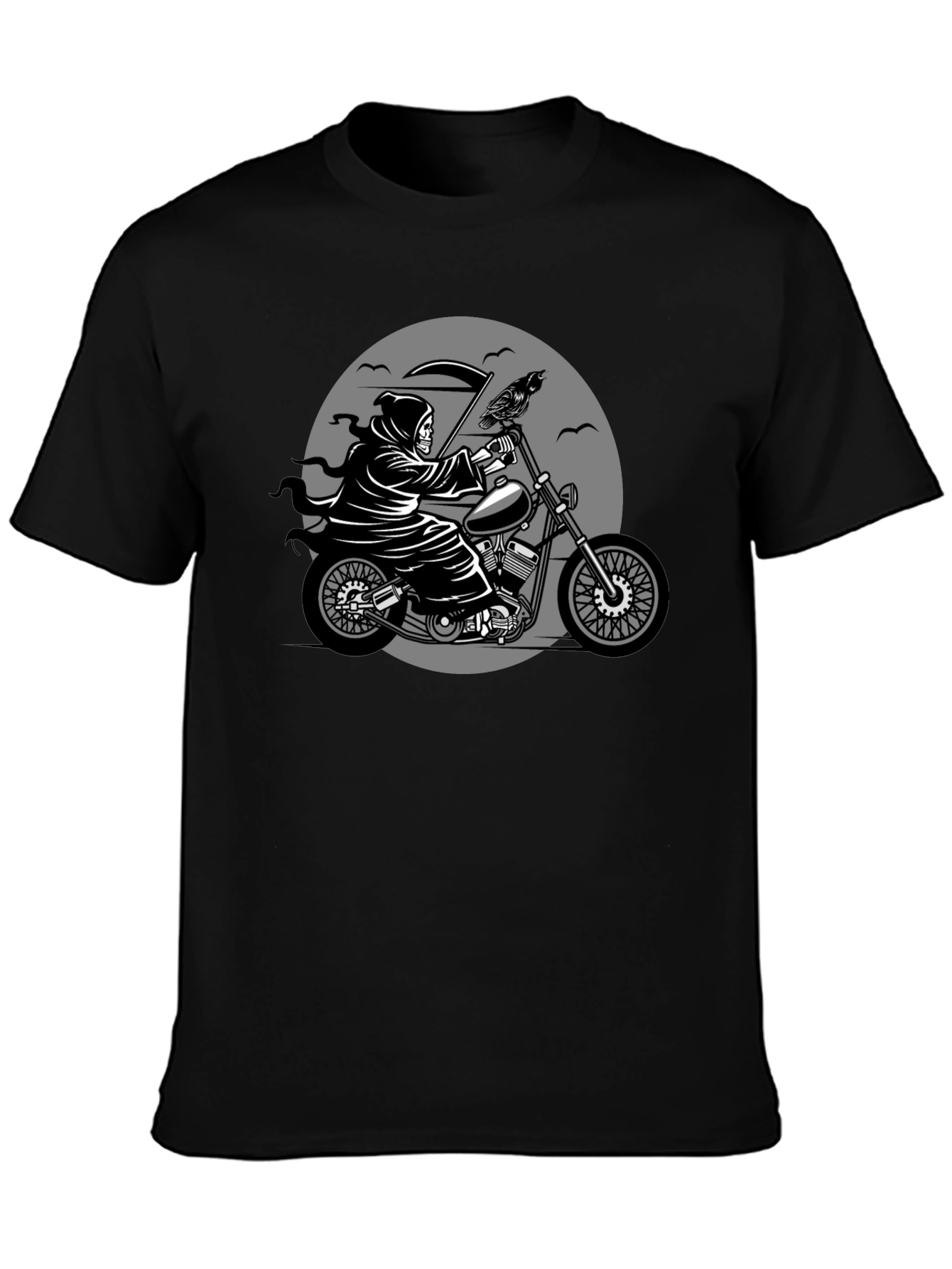 Grim Reaper Motorcycle Graphic Tee - Black