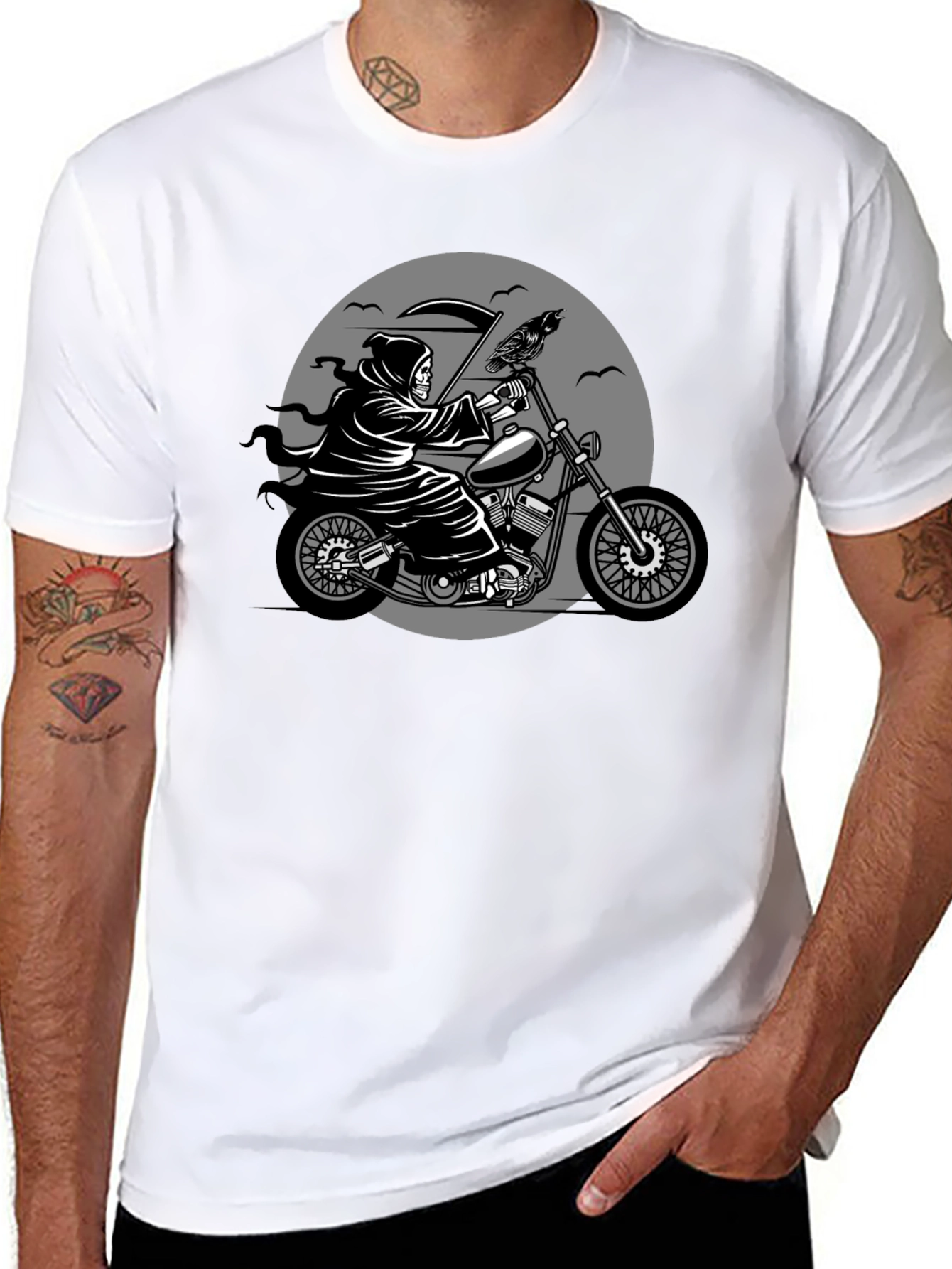 Grim Reaper Motorcycle Graphic Tee - Black