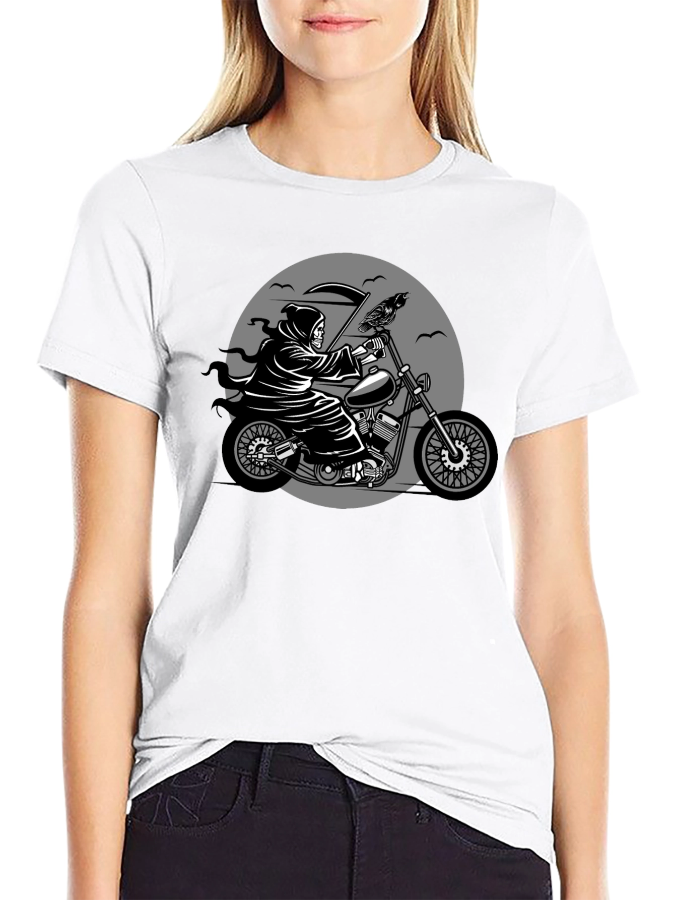 Grim Reaper Motorcycle Graphic Tee - Black
