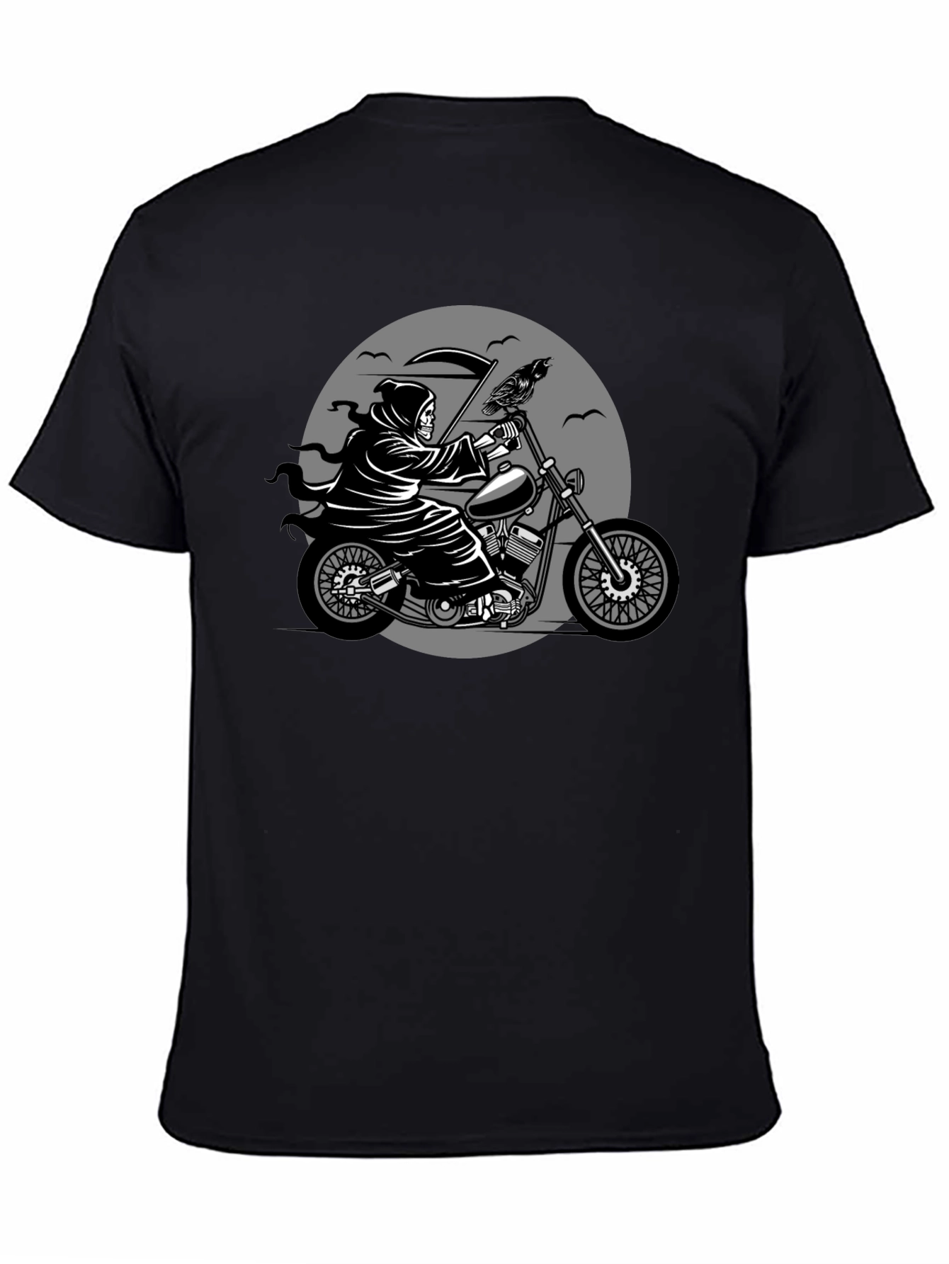 Grim Reaper Motorcycle Graphic Tee - Black