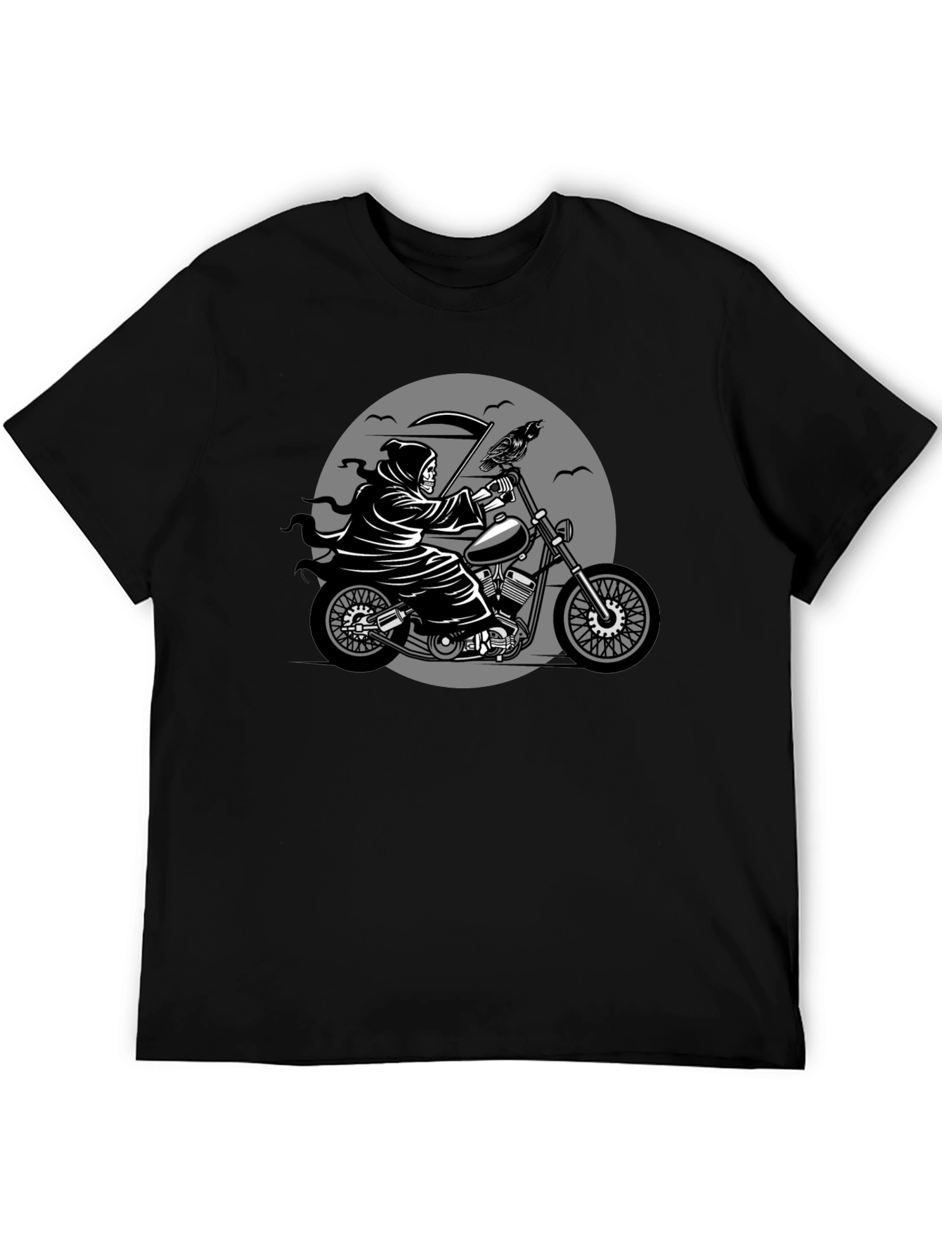 Grim Reaper Motorcycle Graphic Tee - Black