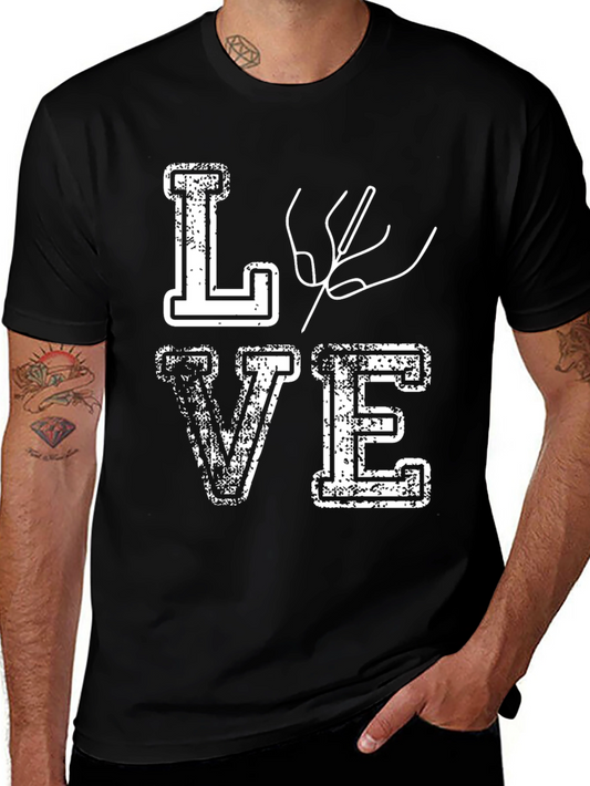 LOVE Sign Language Graphic Tee - Stylish Black Cotton Blend