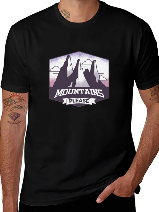 Mountains Please Graphic Tee - Black Cotton T-Shirt