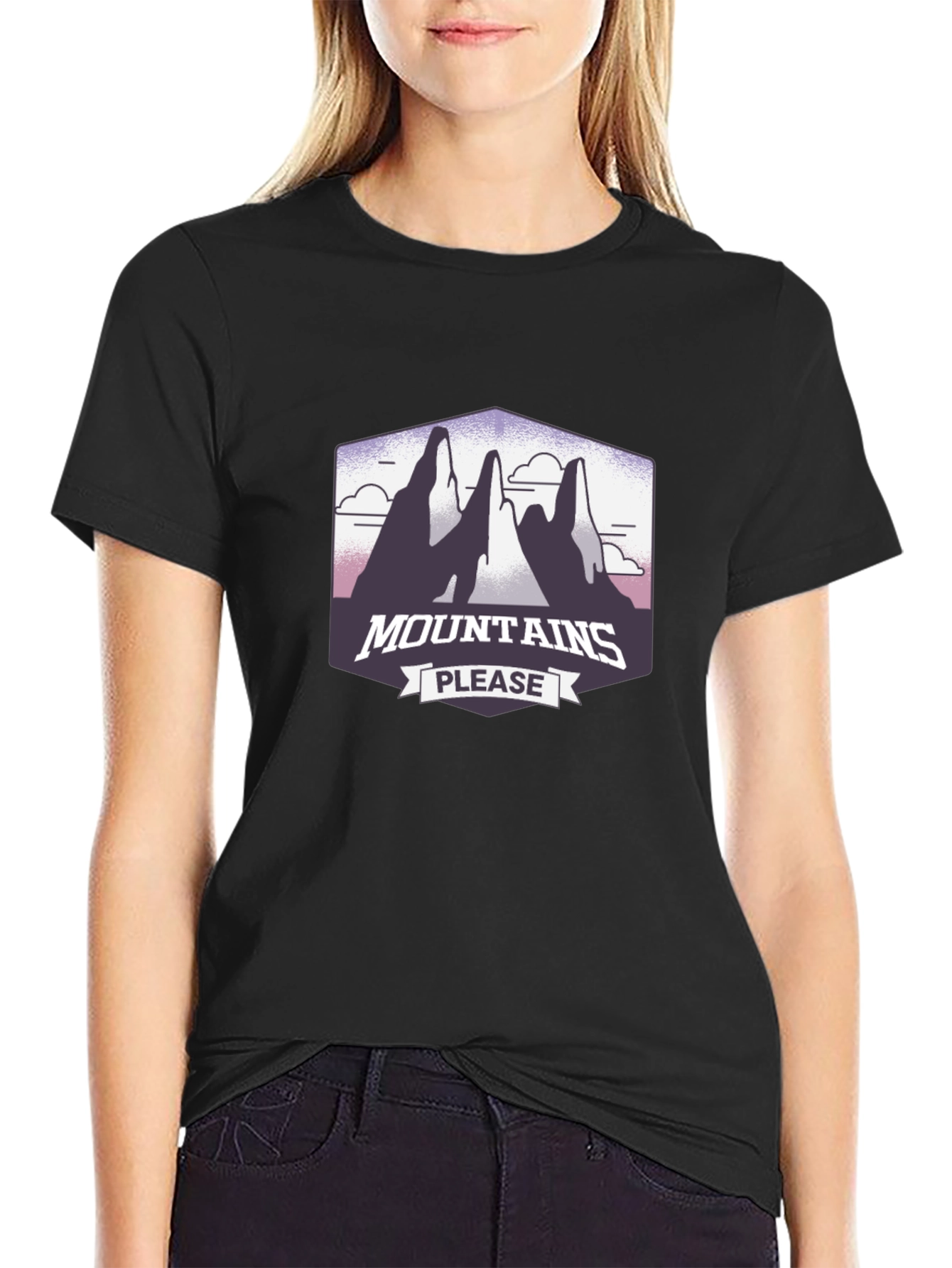 Mountains Please Graphic Tee - Black Cotton T-Shirt